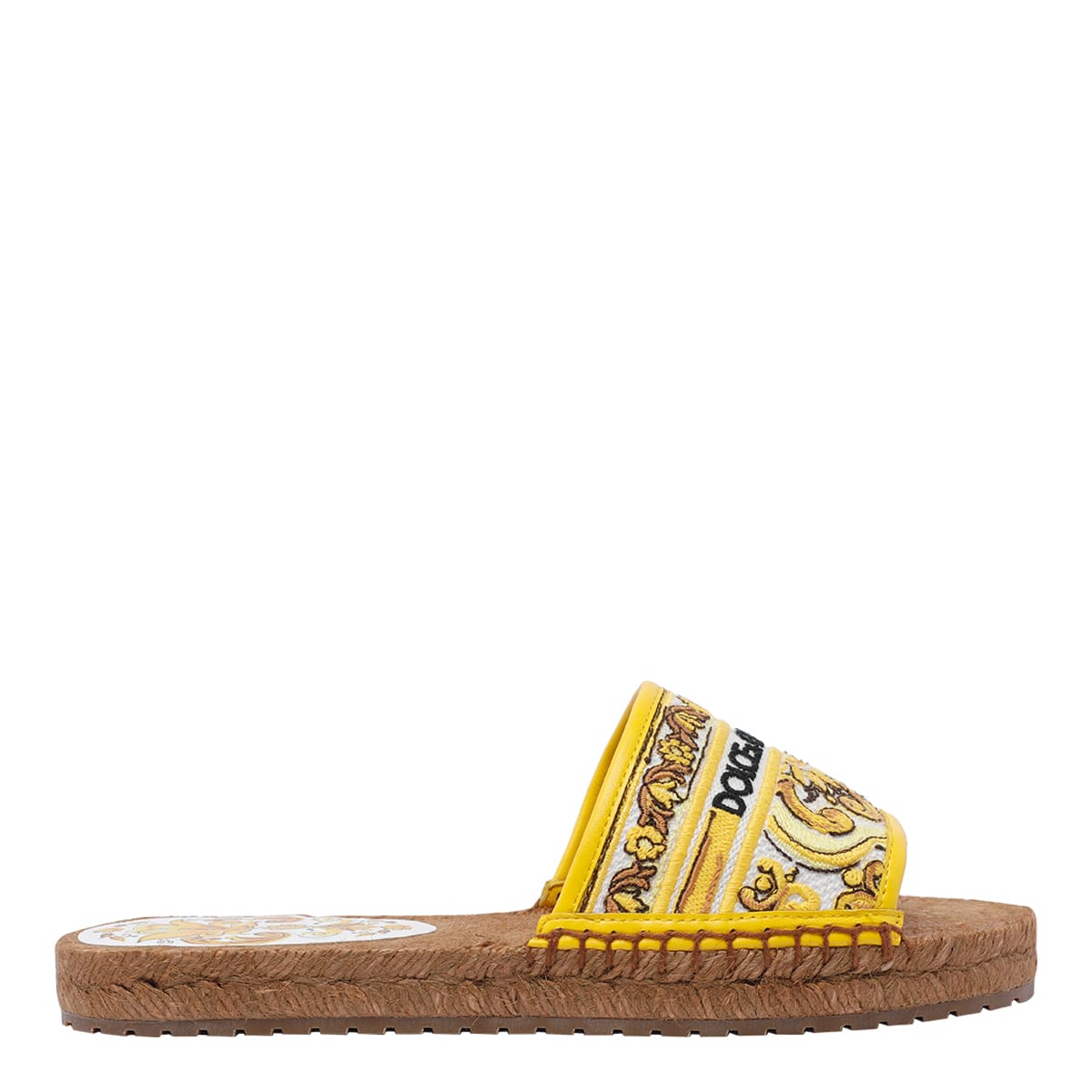 Shop Dolce & Gabbana Maiolica Print Logo Espadrilles Slides In Multicolour