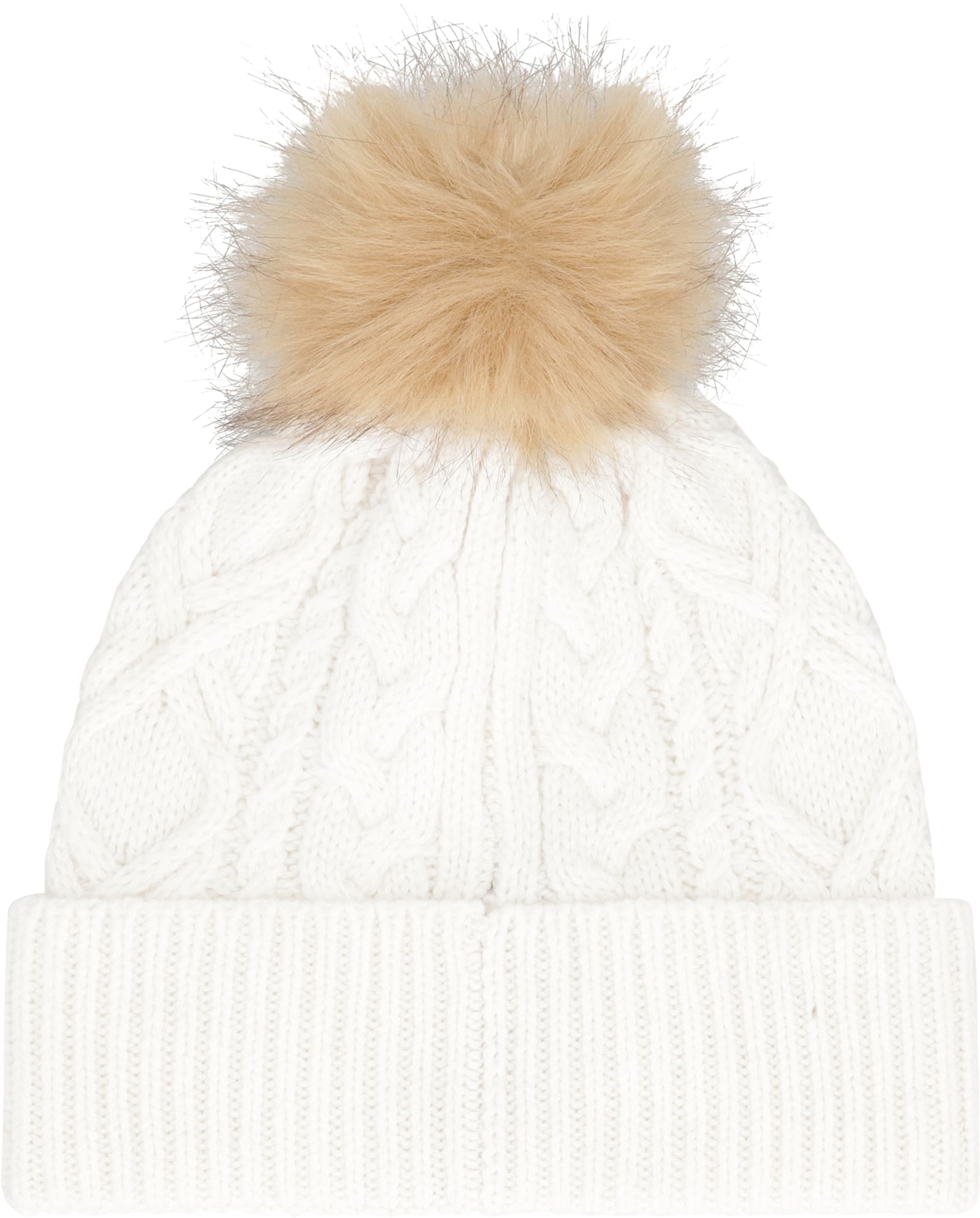 Ralph Lauren Hat Made Of Knitted Fabric With Pom-pom In White