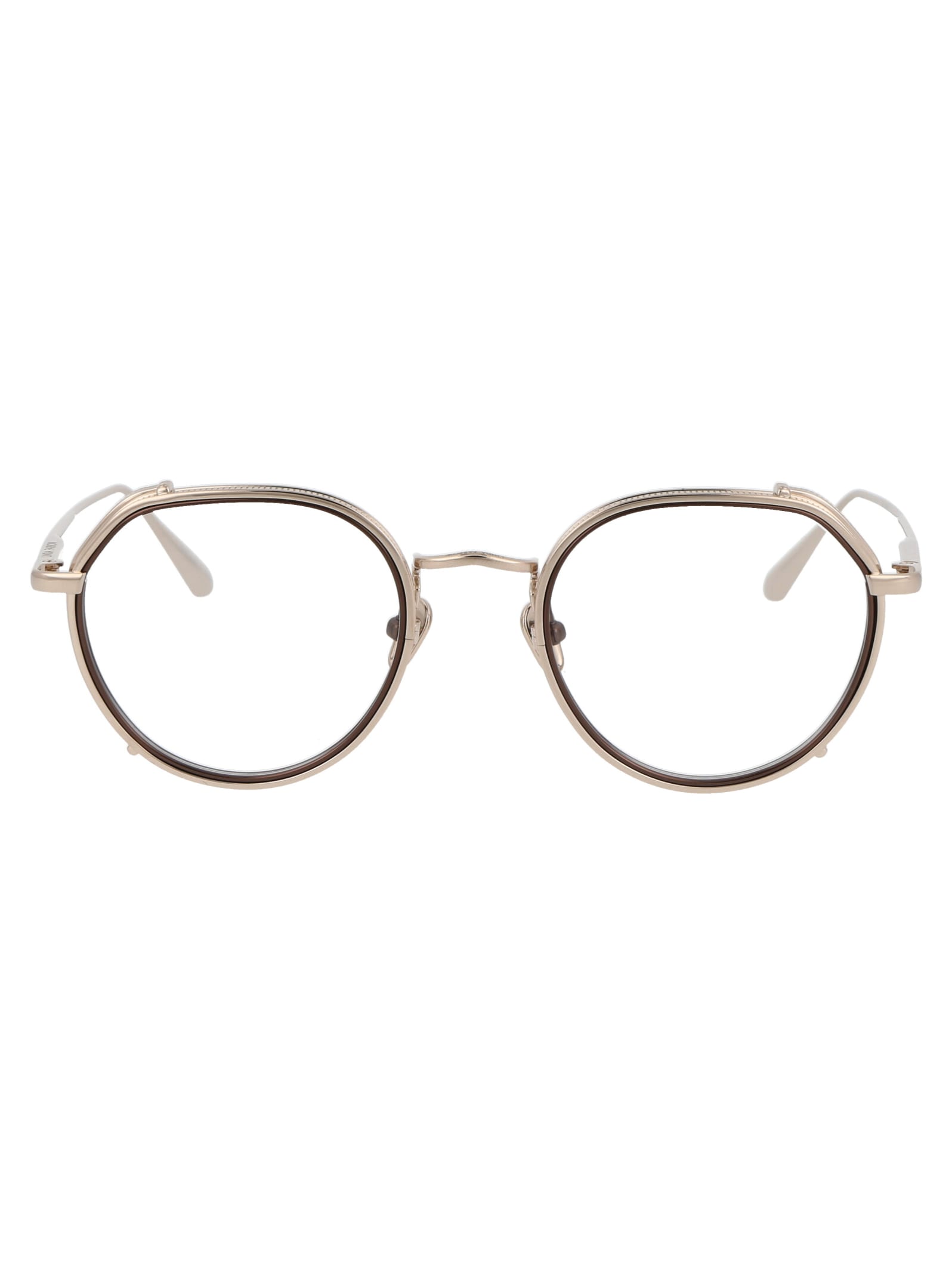 Shop Linda Farrow Falcon Glasses In Lightgold/metallicbrown/optical