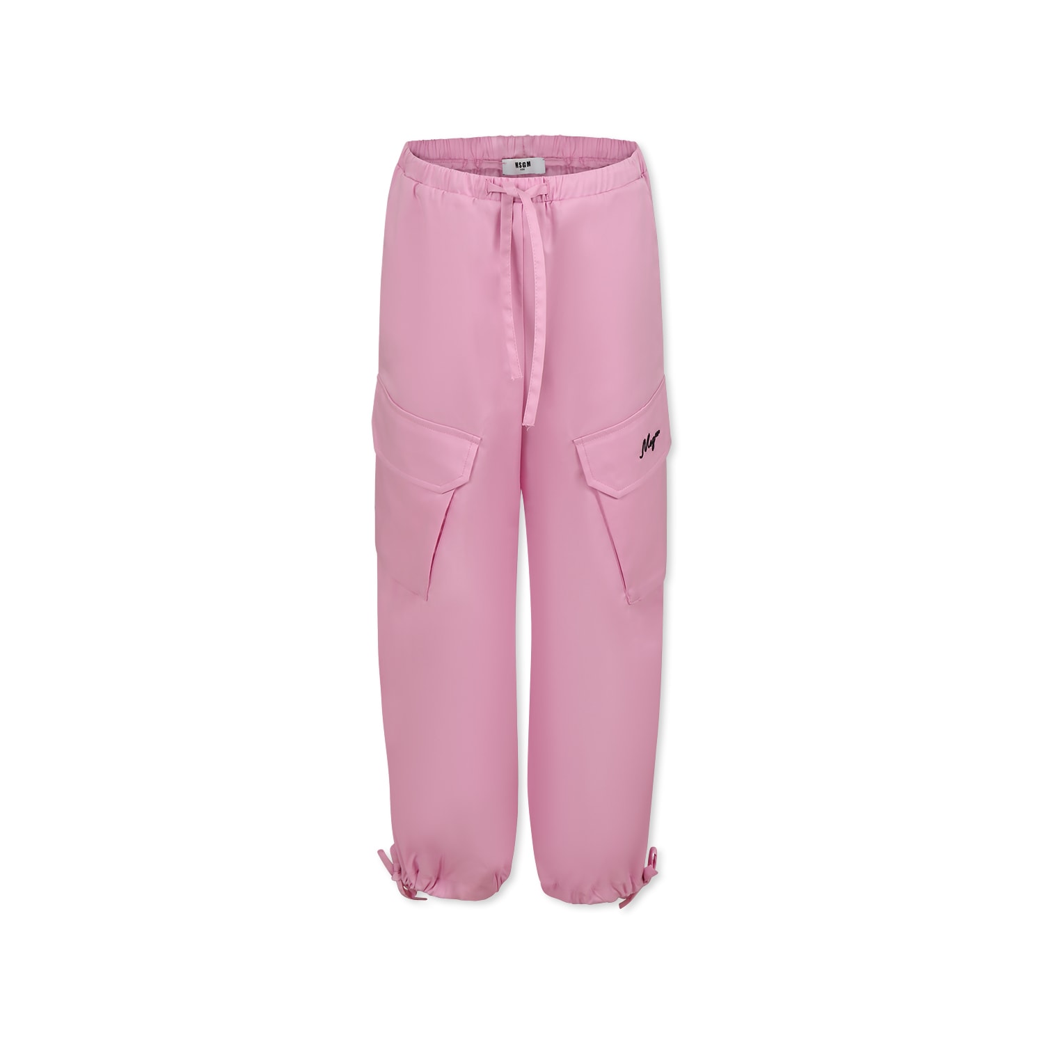Shop Msgm Pink Trousers For Girl With Logo