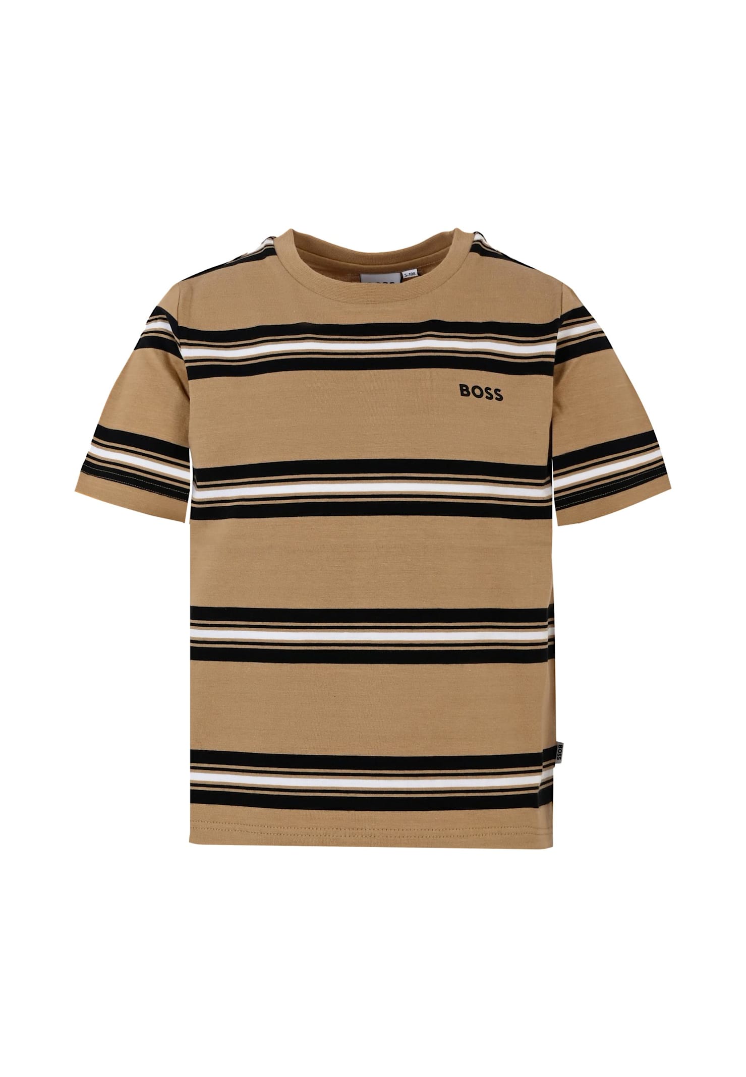 Hugo Boss Kids' Beige T-shirt For Boy With Logo In Brown
