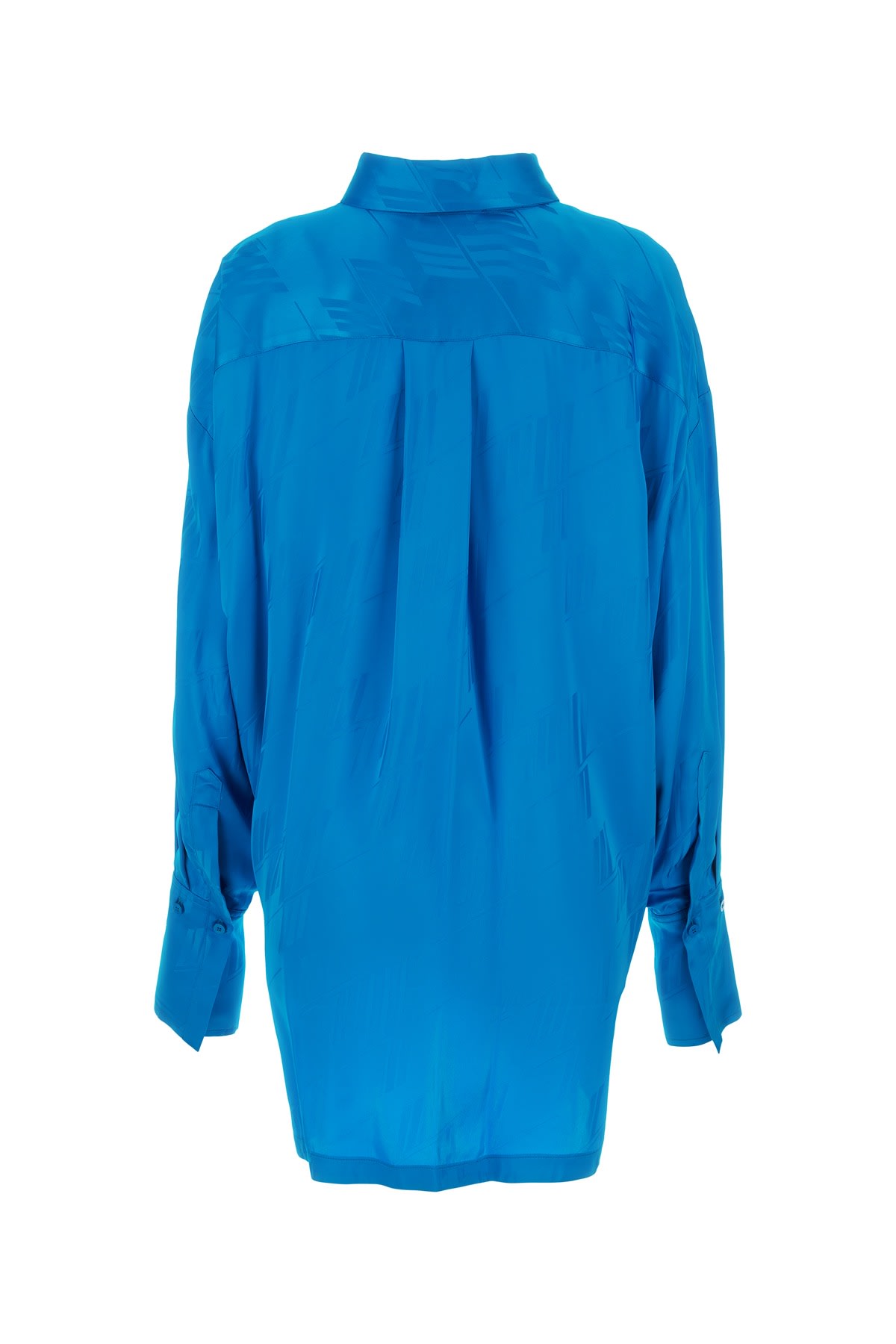 Shop Attico Turquoise Satin Diana Shirt In Capriblue