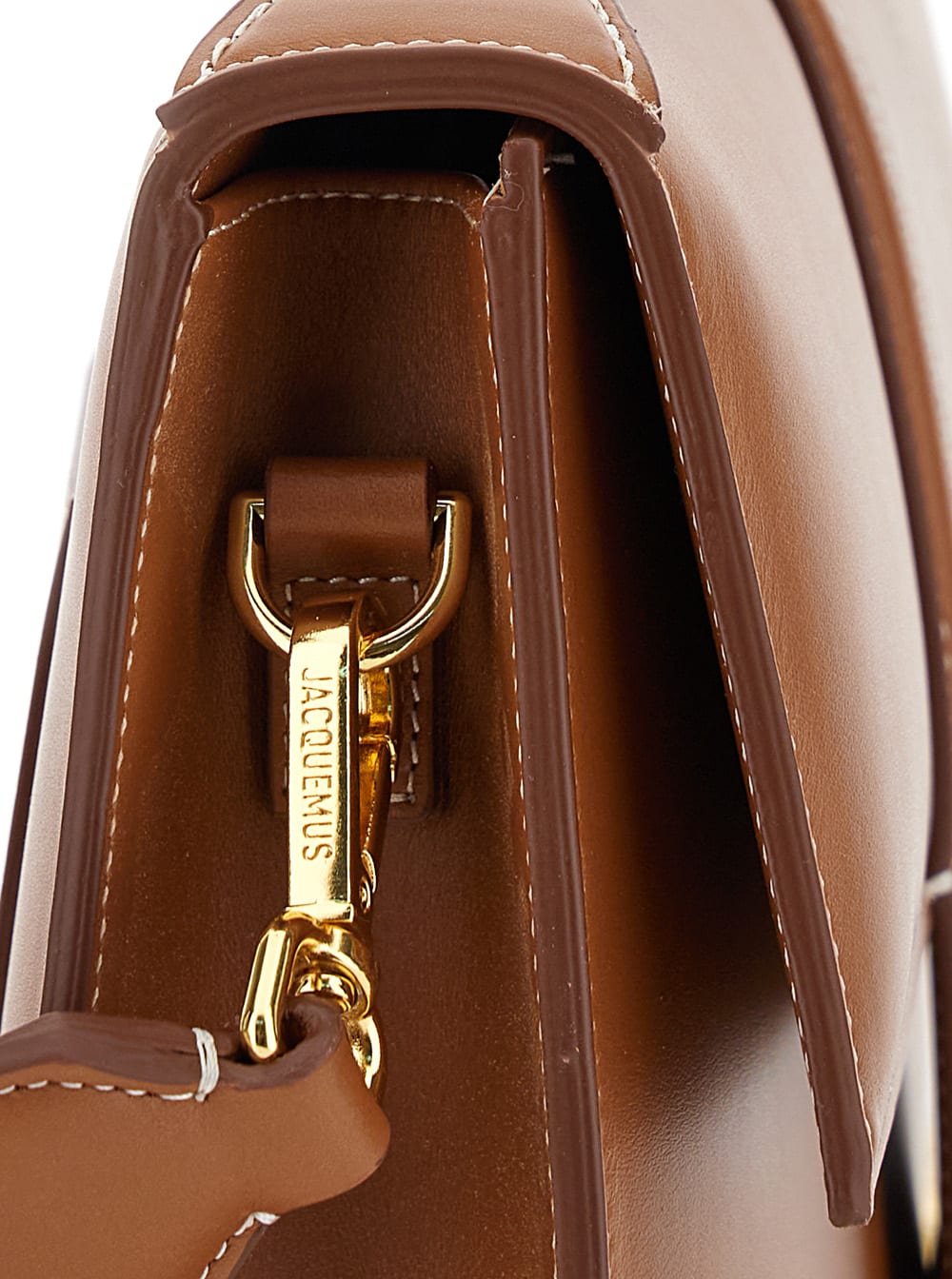 Shop Jacquemus Le Bambinou Brown Handbag With Logo Lettering In Leather Woman In Leather Brown