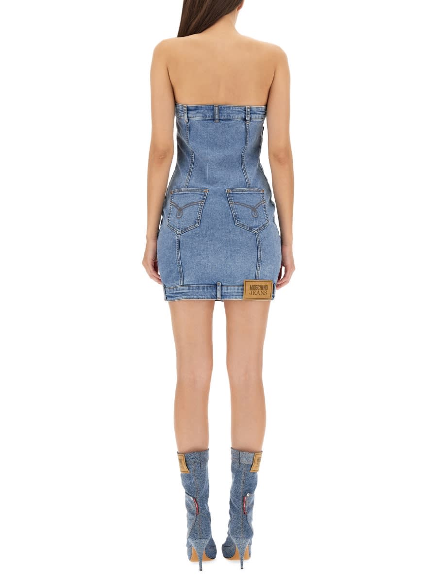 Shop M05ch1n0 Jeans Denim Dress In Blue