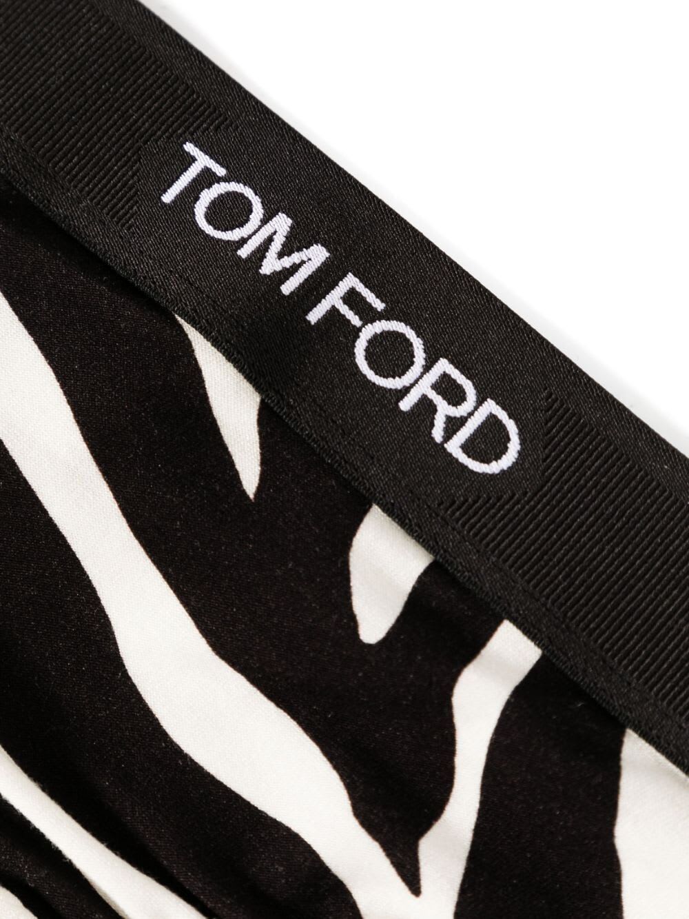 Shop Tom Ford Optical Zebra Printed Modal Signature Thong In Xecbl Ecru Black