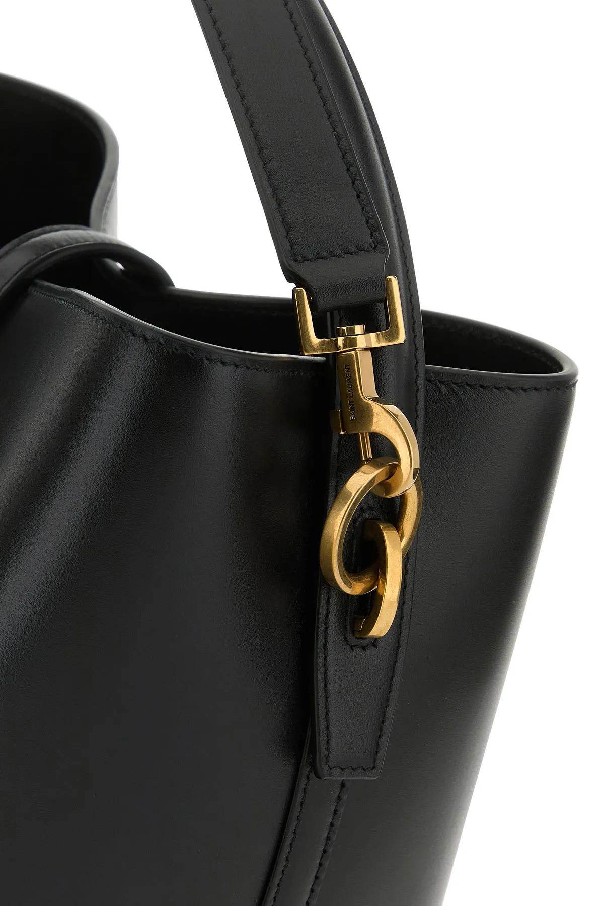Saint Laurent Black Leather Le 37 Bucket Bag In Nero