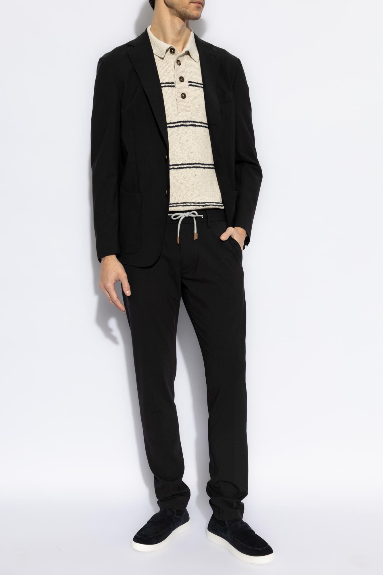 Eleventy Wool Pants With Tapered Legs In Black