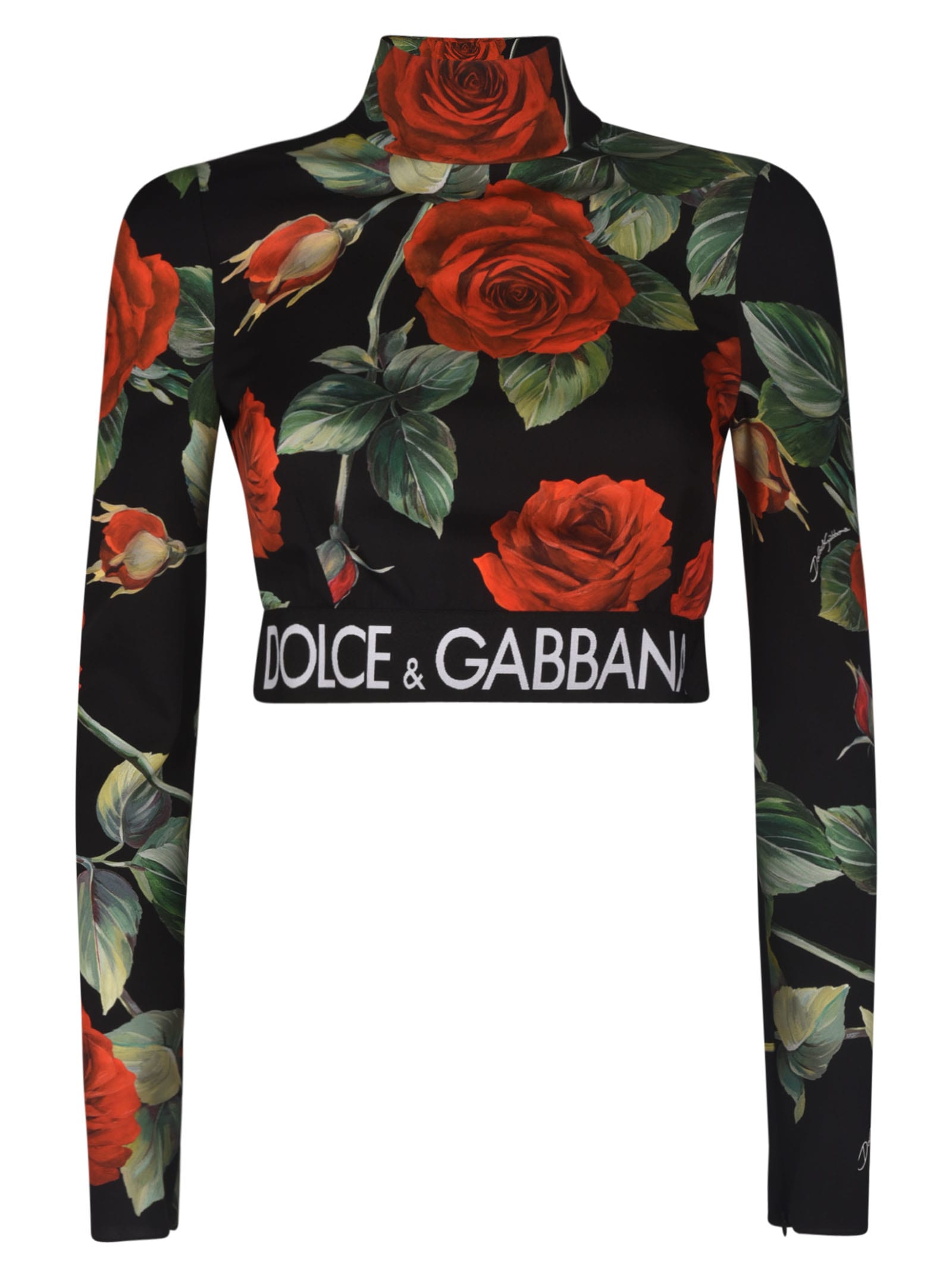 Dolce & Gabbana Top Rose F.do Nero