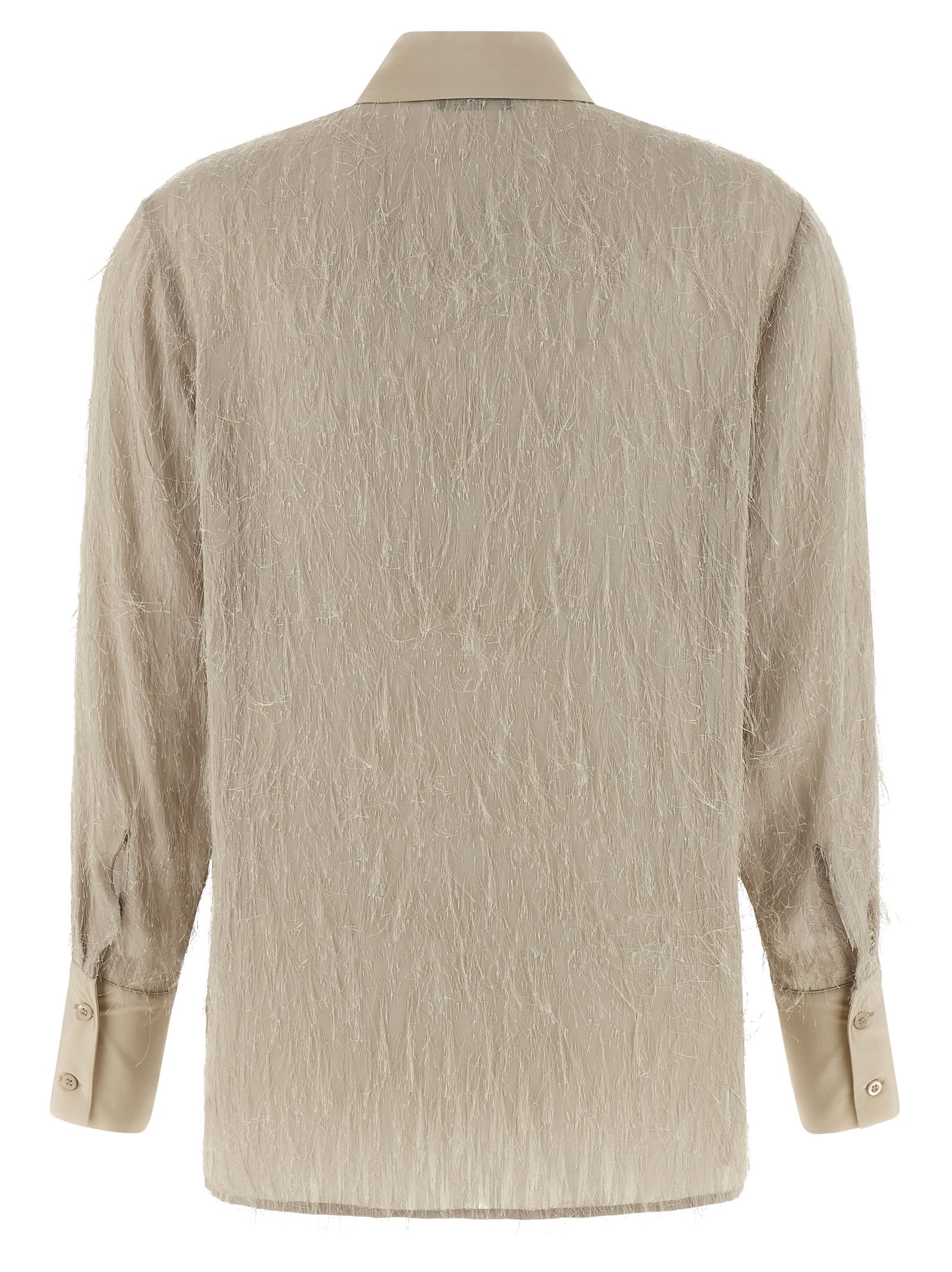 Peserico Textured Fabric Shirt Featuring Pointed Collar In Gray
