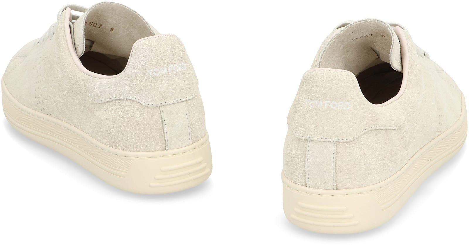 Tom Ford Leather Warwick Sneakers Rubber Sole Perforated Detailing In Panna