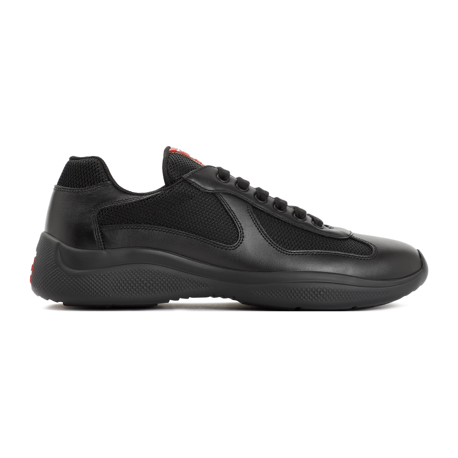 Prada Fabric And Leather America S Cup Sneakers In Nero