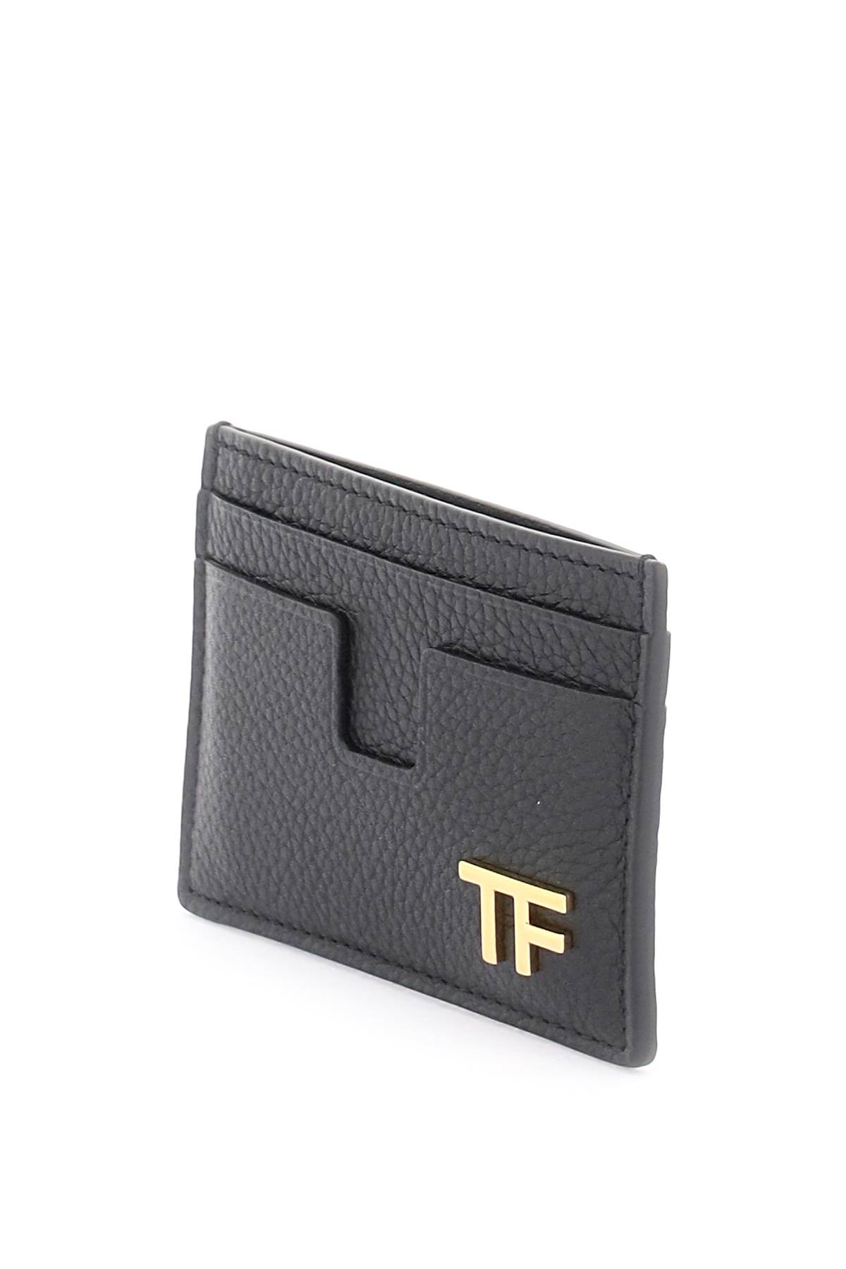 Tom Ford Pebbled Calfskin Card Holder In Black