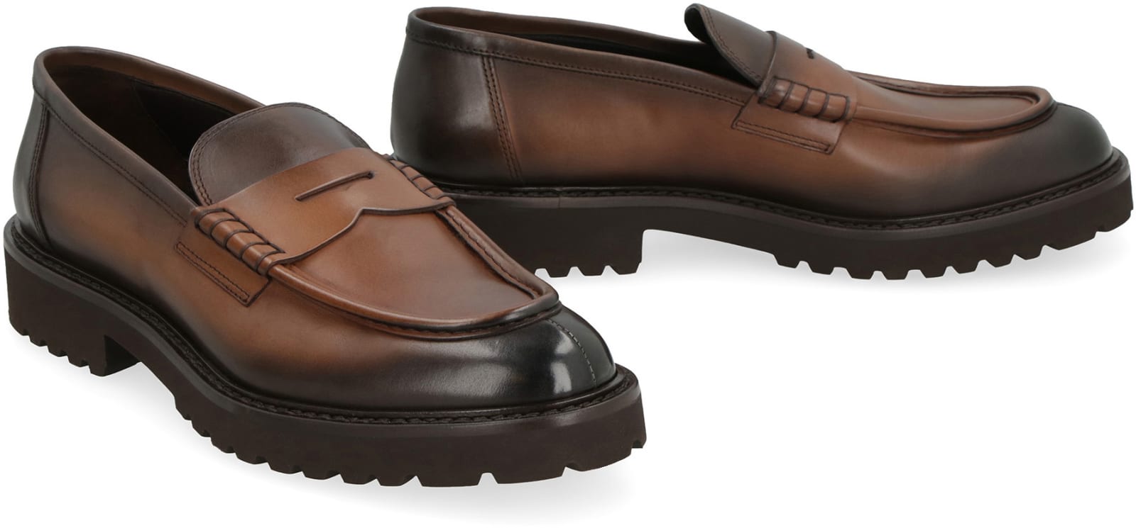 Shop Doucal's Leather Loafers In Brown