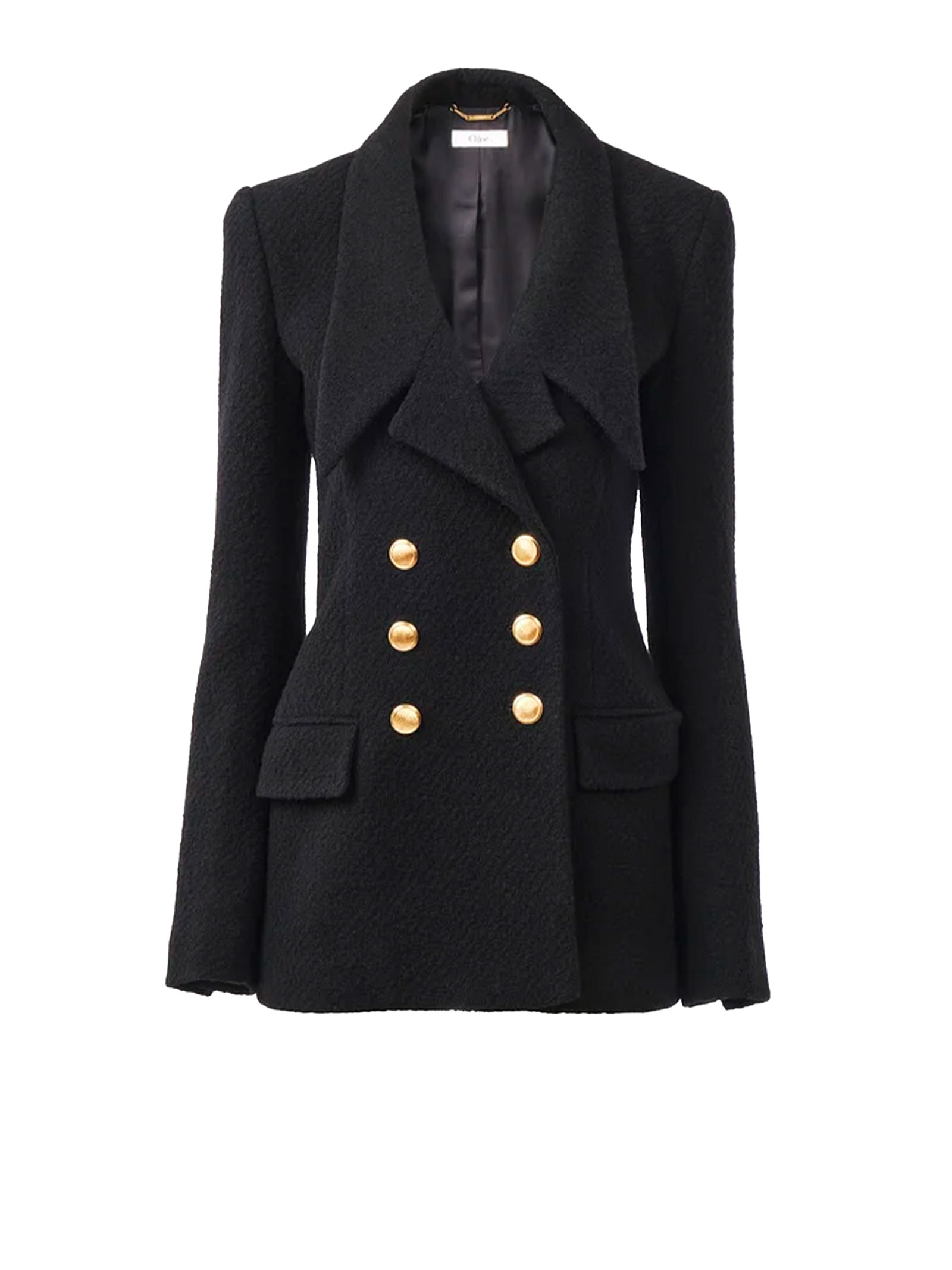 Chloé Double-breasted Virgin Wool Blend Blazer In Black