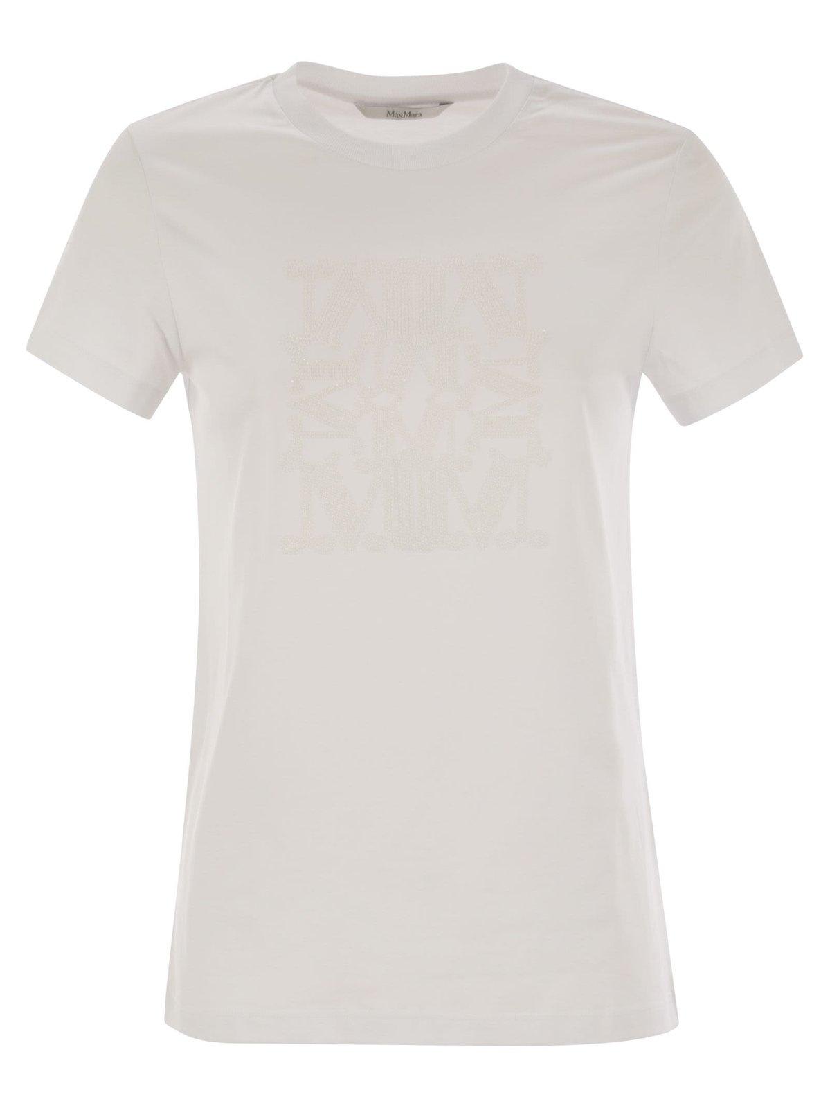 Max Mara Logo Embroidered Crewneck T-shirt In White
