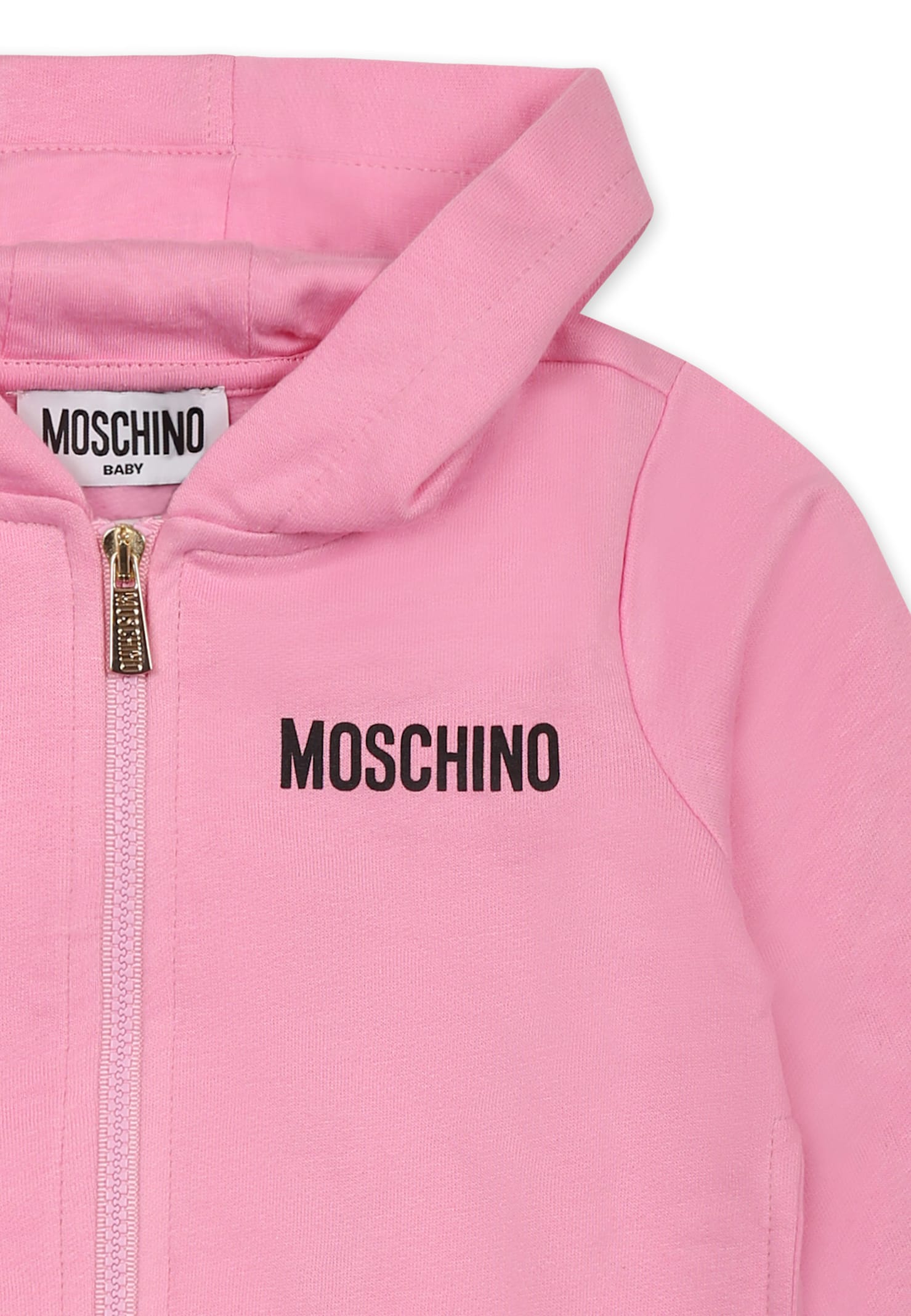Moschino Pink Sweatshirt For Baby Girl With Teddy Bears In Pink