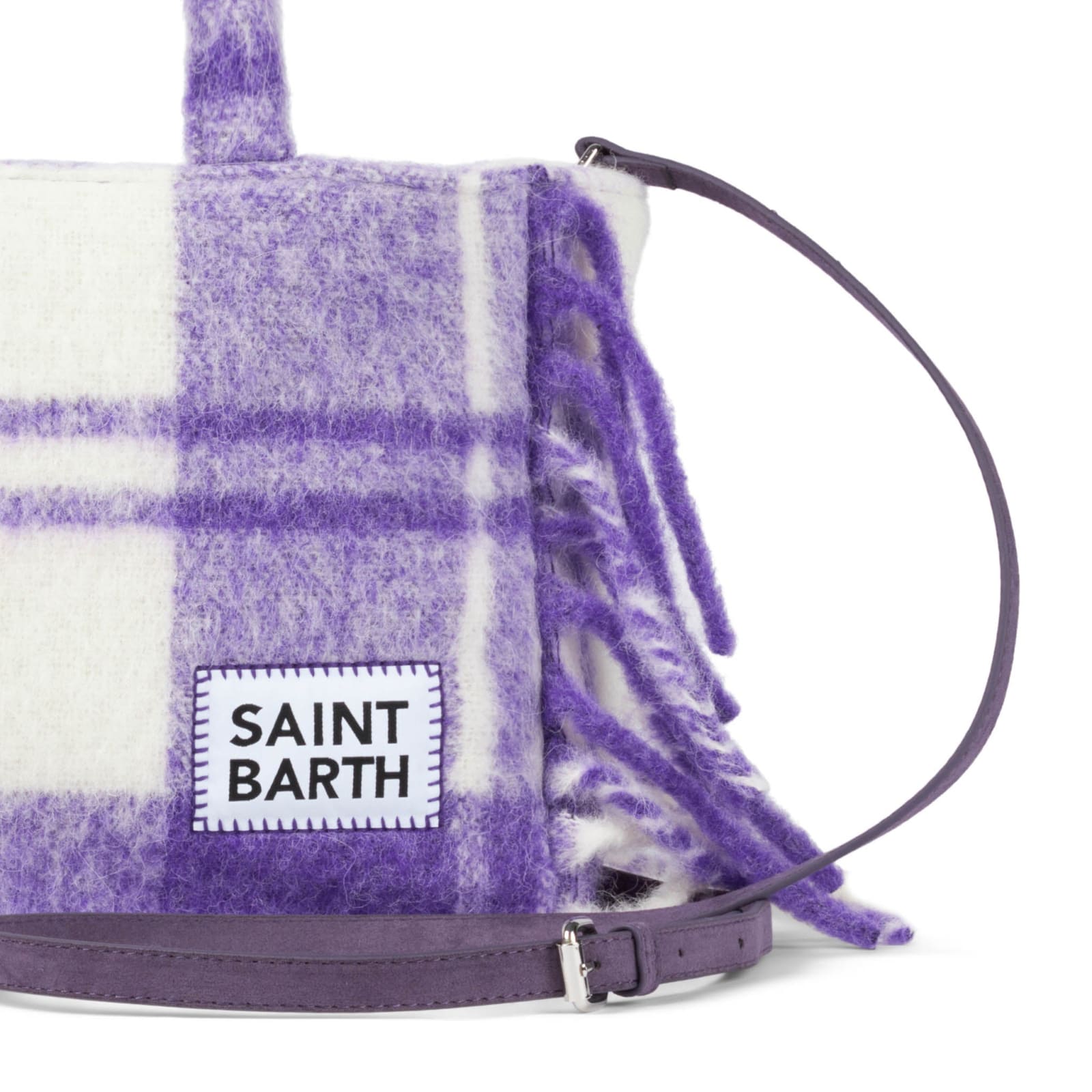 Shop Mc2 Saint Barth Colette Blanket Handbag With Tartan Print In Pink