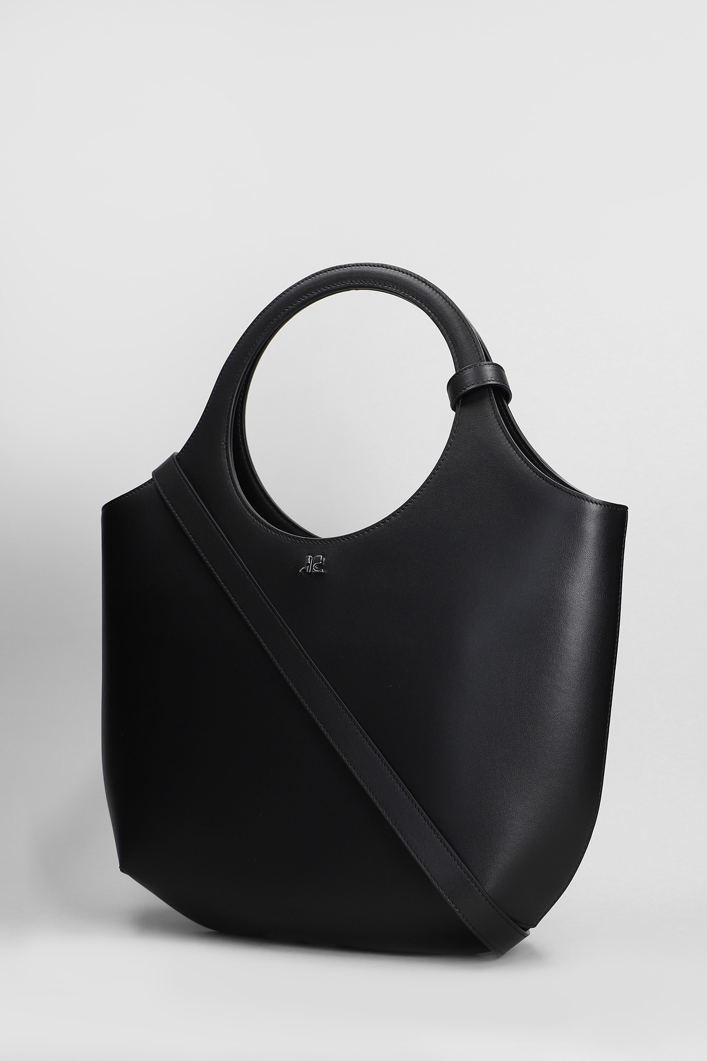 Shop Courrèges Holy Medium Shoulder Bag In Black Leather