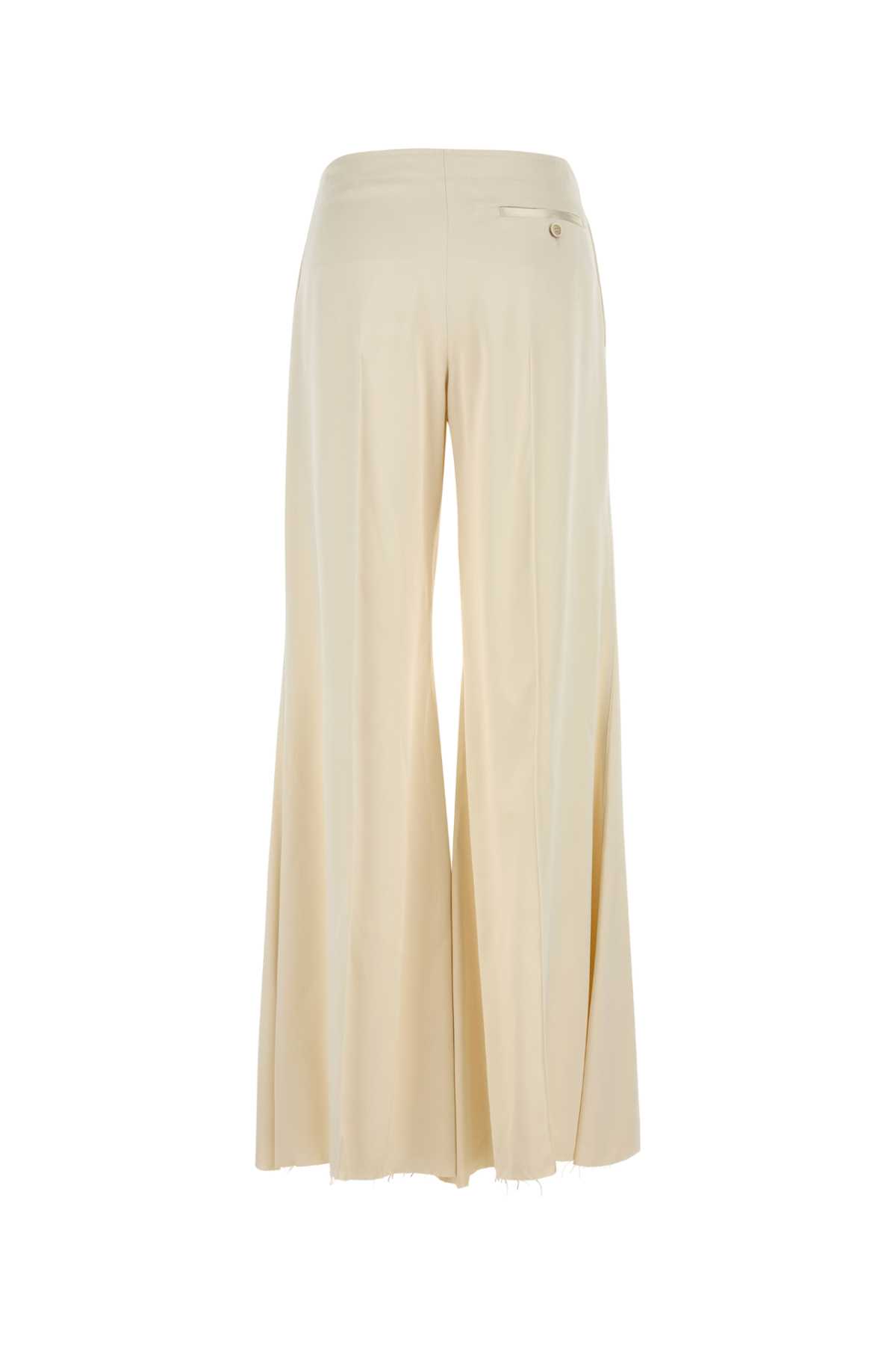 Alexander Mcqueen Women Cream Satin Wide-leg Pant In Oyster