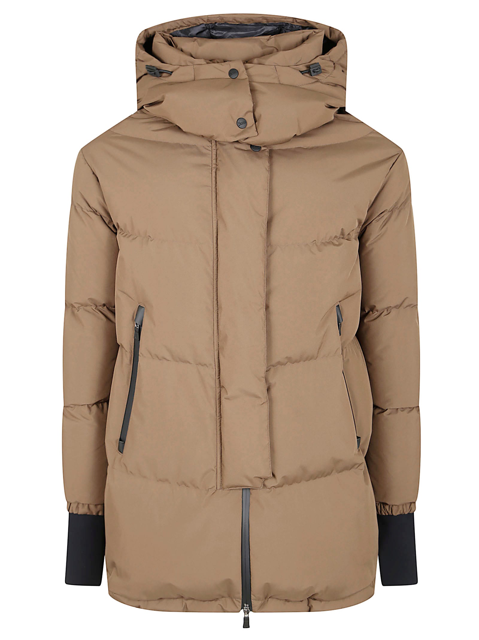 Herno Padded Down Coat With High Collar And Hood In Brown