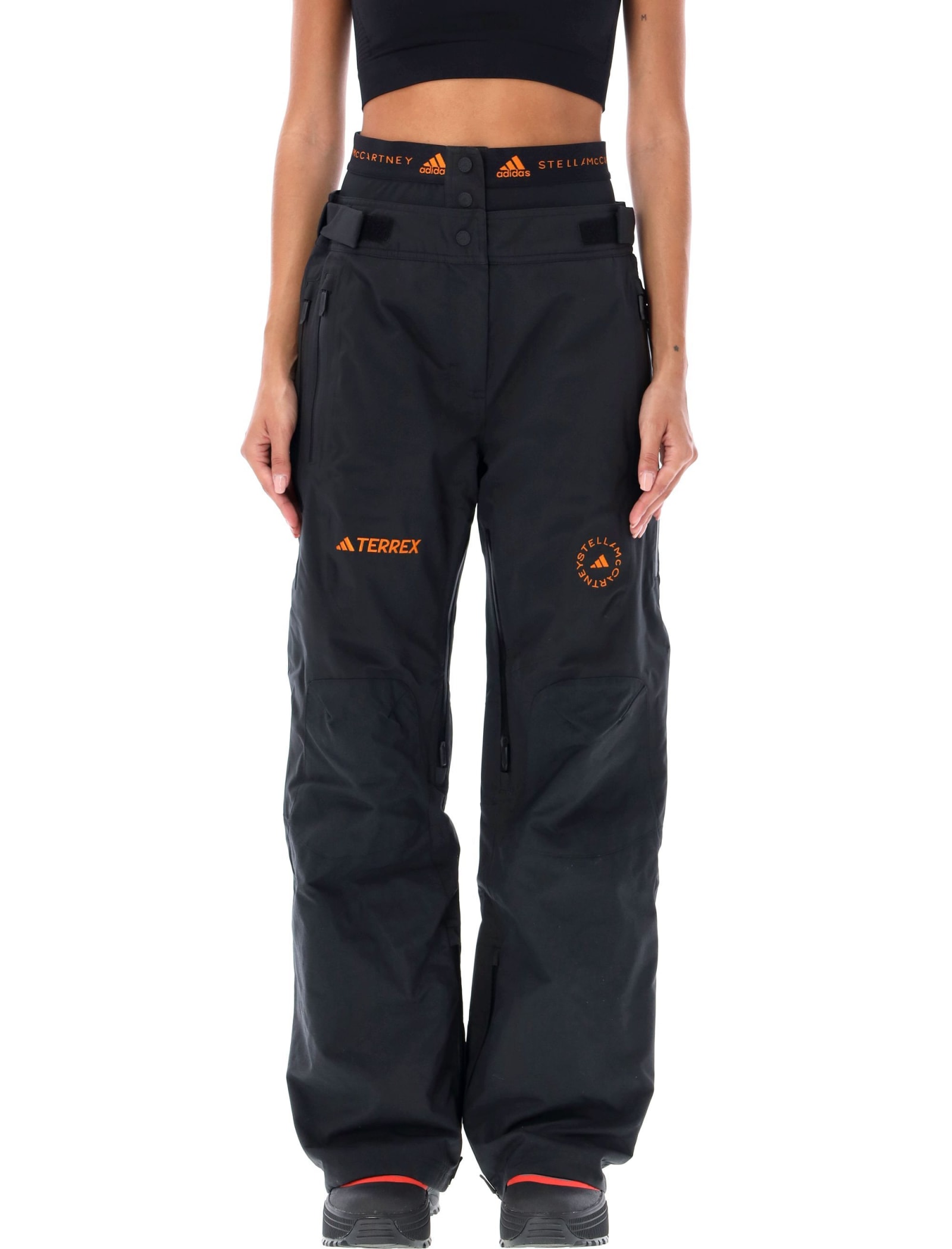 Adidas By Stella Mccartney X Terrex Logo-embroidered Straight-leg Trousers In Black