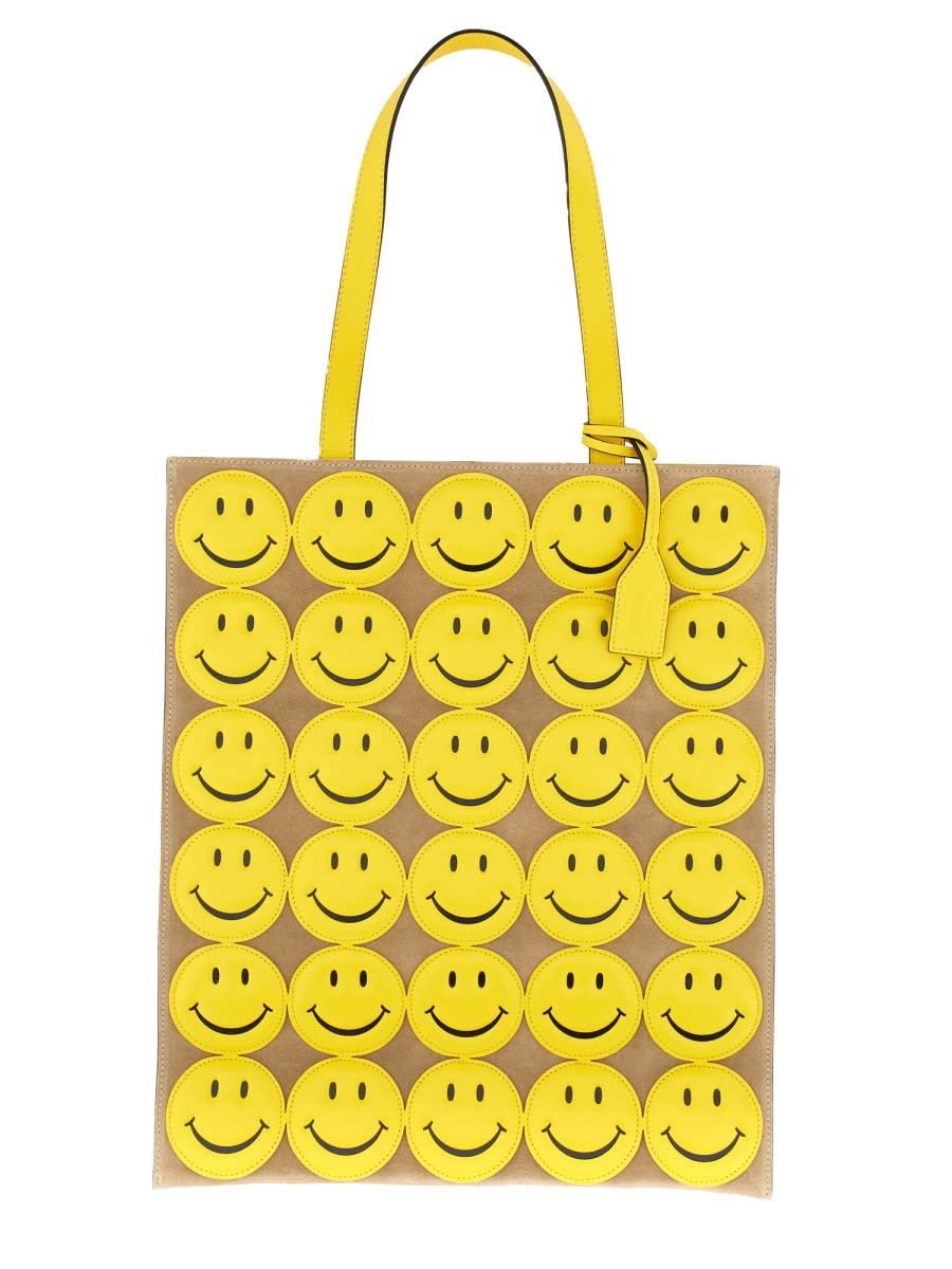 Shop Moschino Smiley Shopper Bag In Yellow