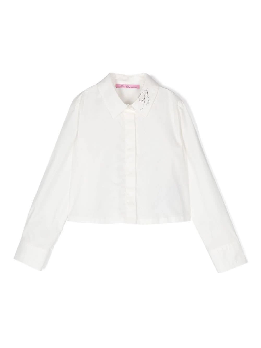 Shop Miss Blumarine Camicia Con Logo Di Strass In White