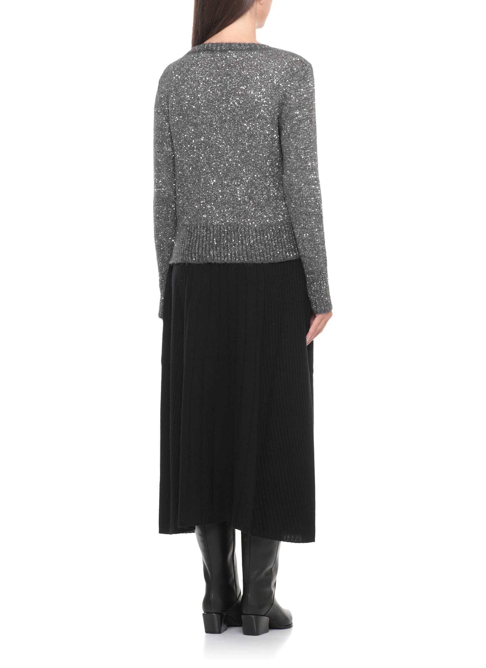 D Exterior Sweater With Sequins In Gray