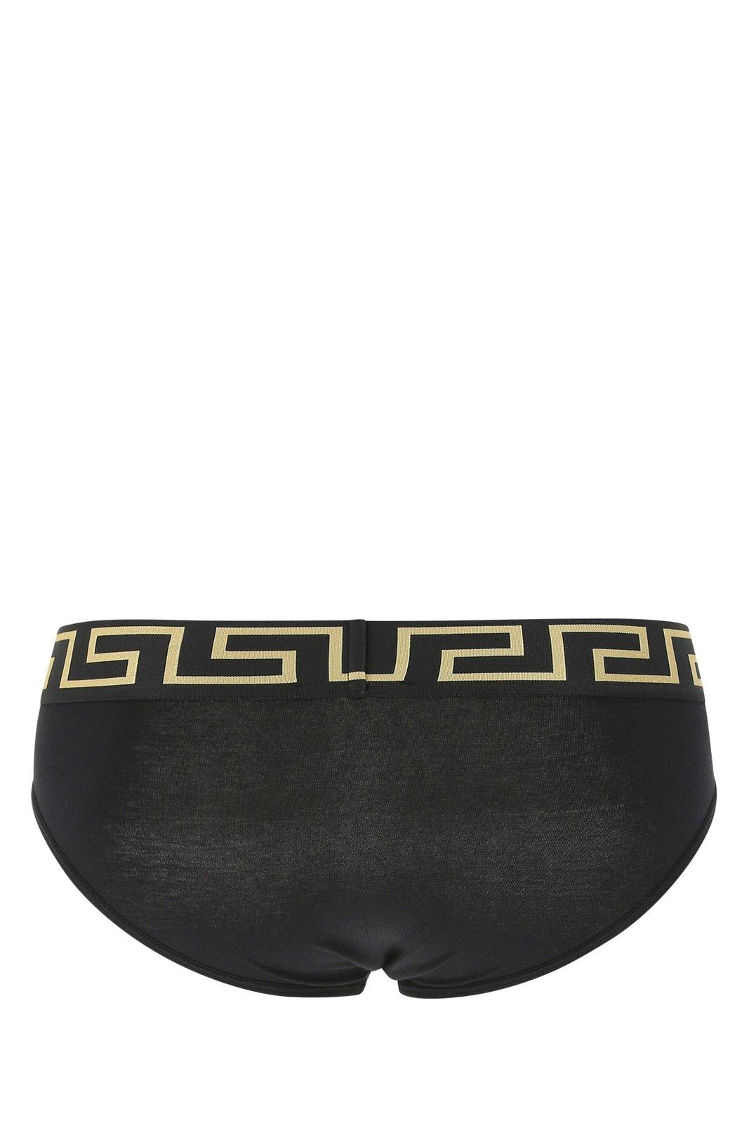 Shop Versace Medusa Waistband Three-pack Briefs In Black