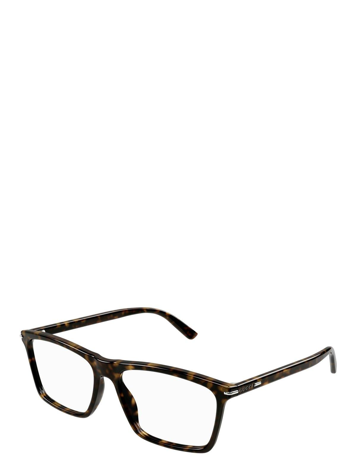 Shop Gucci Rectangular Frame Glasses In 006 Havana Havana Transpa