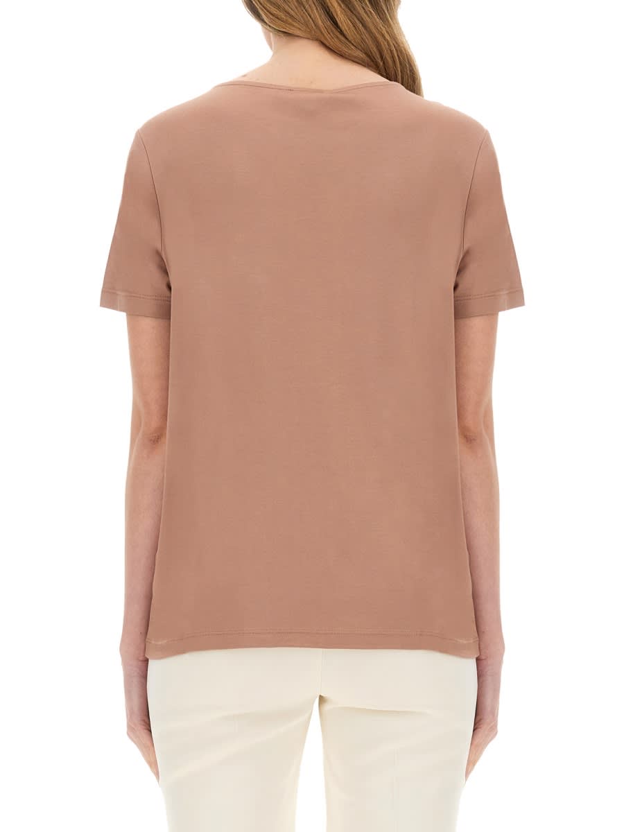 Fay Simple Round Neck Short Sleeve T-shirt In Nude