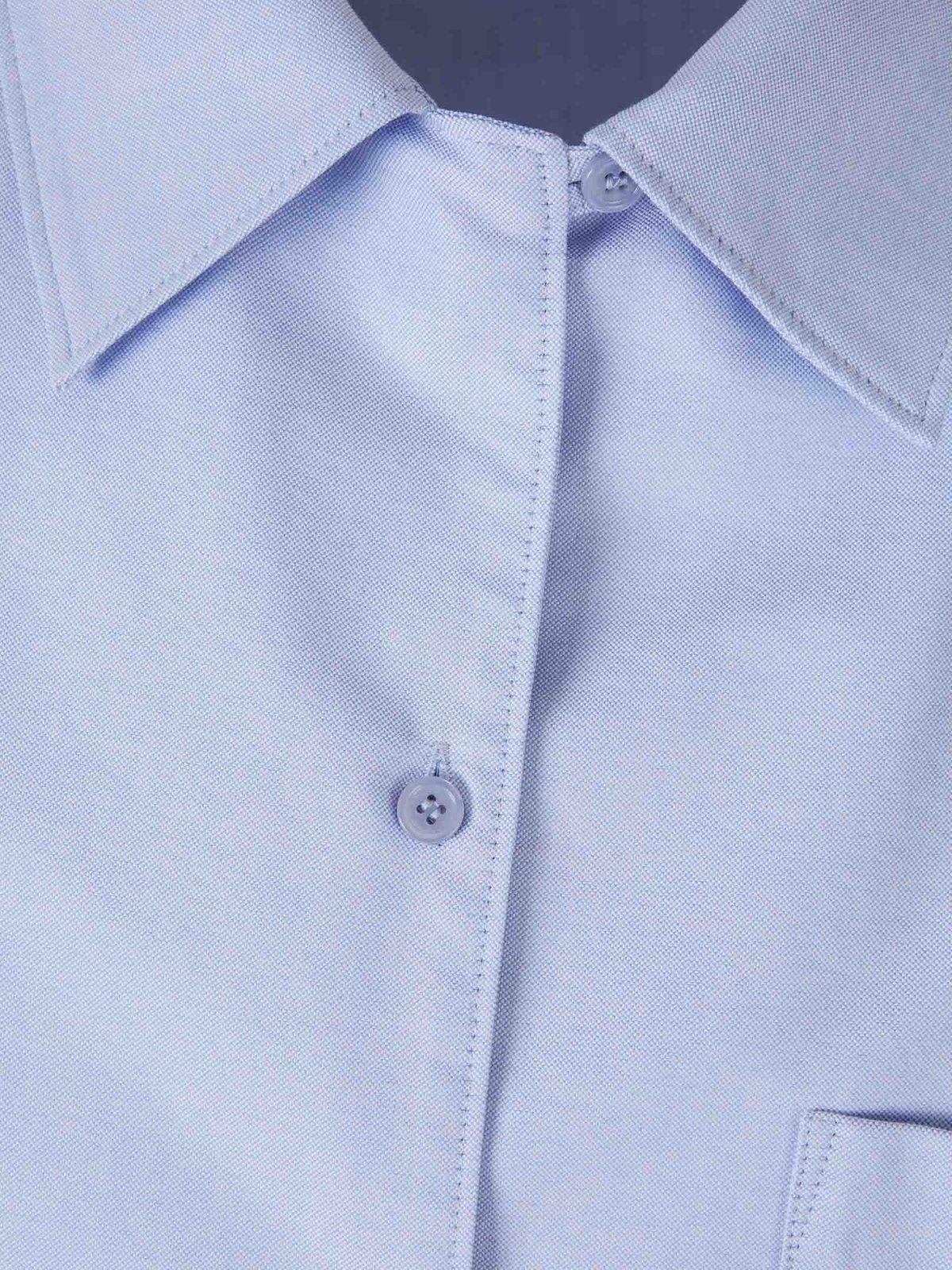 Givenchy Cropped Cotton Shirt With Embroidered Logo In Light Blue