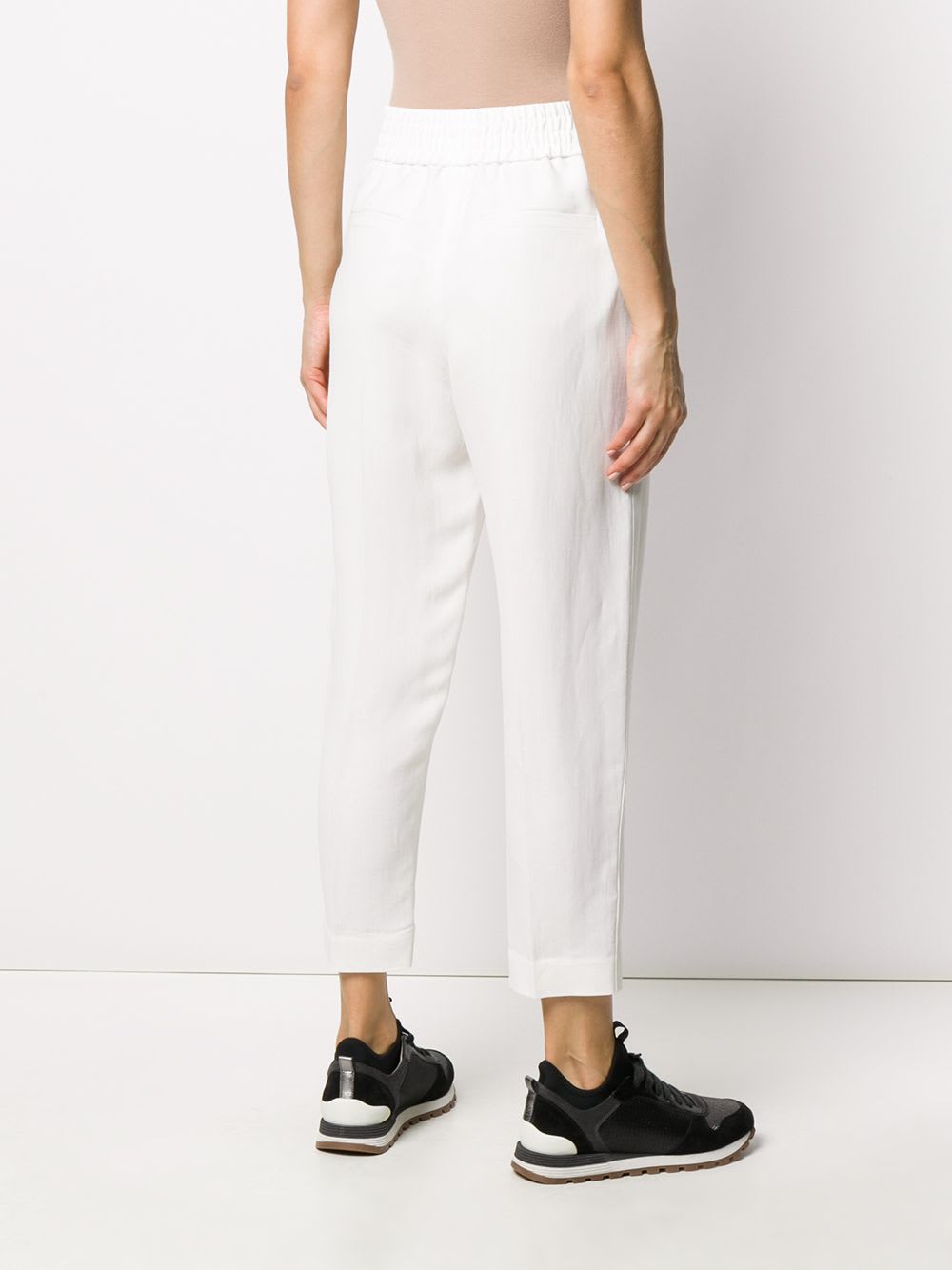 Brunello Cucinelli Linen Blend Trousers In White