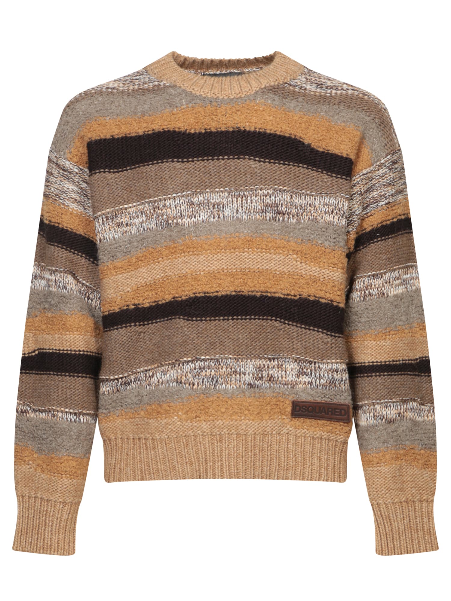 Shop Dsquared2 Multicolor Striped Sweater In Beige