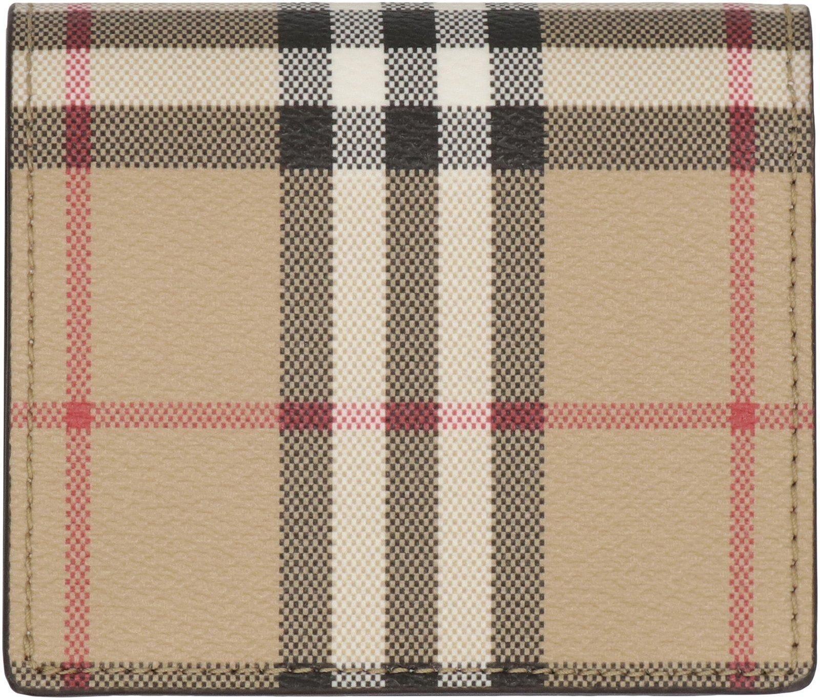 Burberry Structured Check Pattern Wallet In Beige