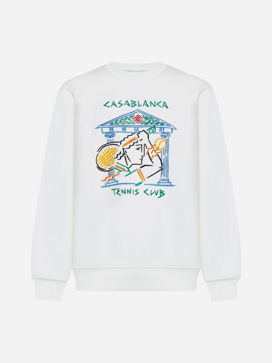 Shop Casablanca Crayon Temple Tennis Club Cotton Sweatshirt In White