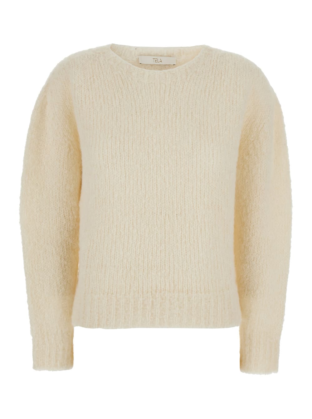 White Crewneck Sweater In Alpaca Woman