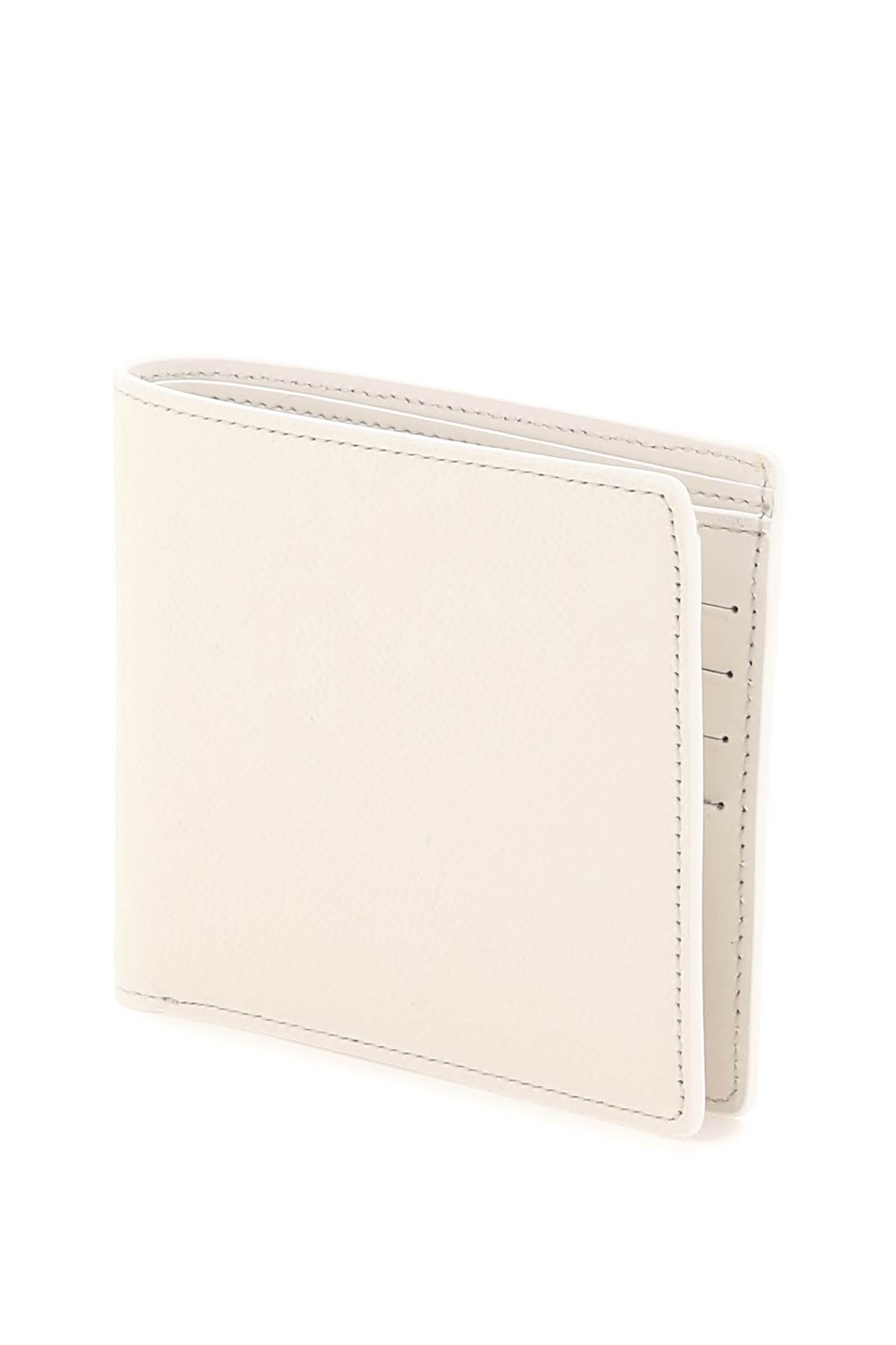 Shop Maison Margiela Grained Leather Bi-fold Wallet In White (white)