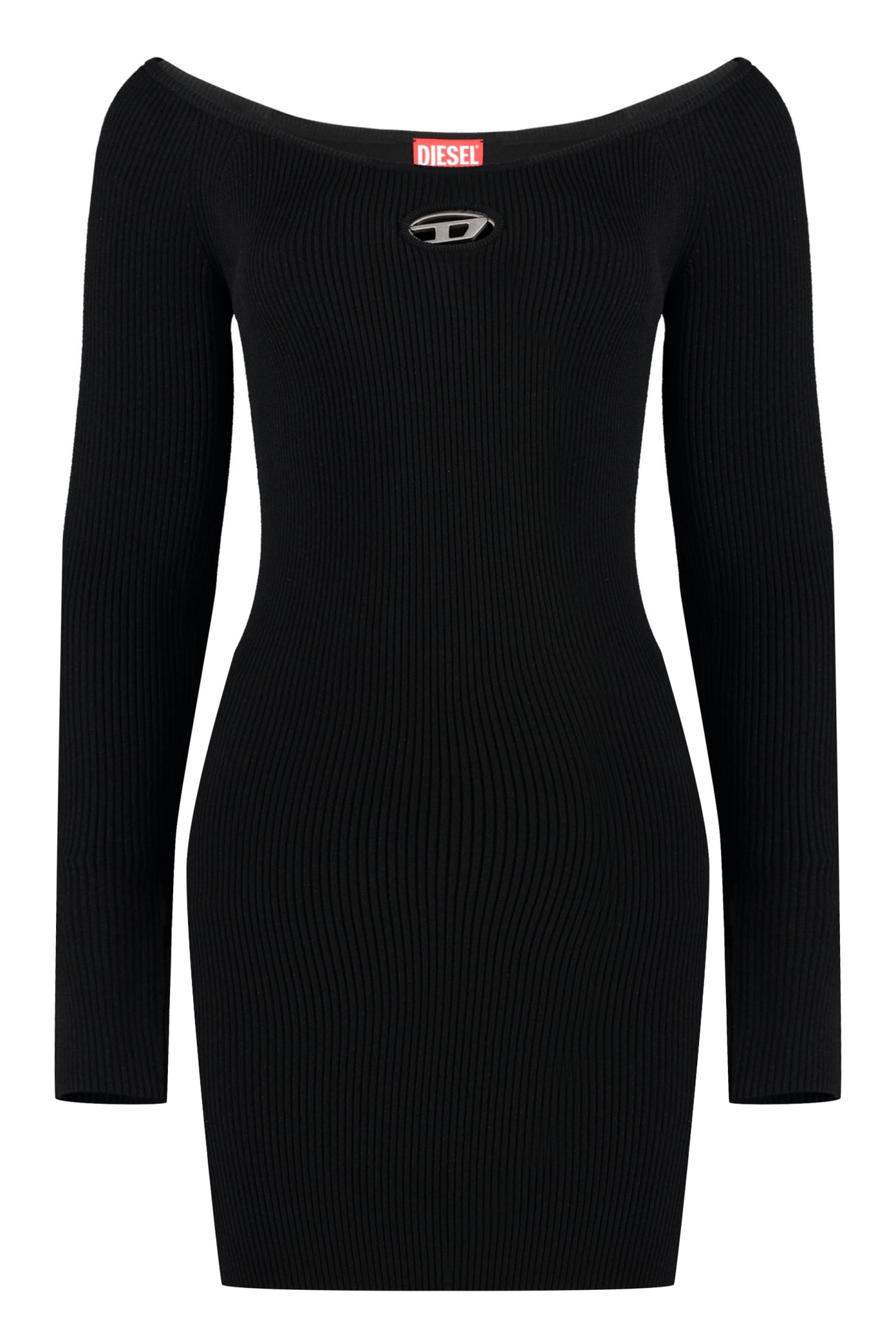 Shop Diesel M-vera Knitted Dress In Black