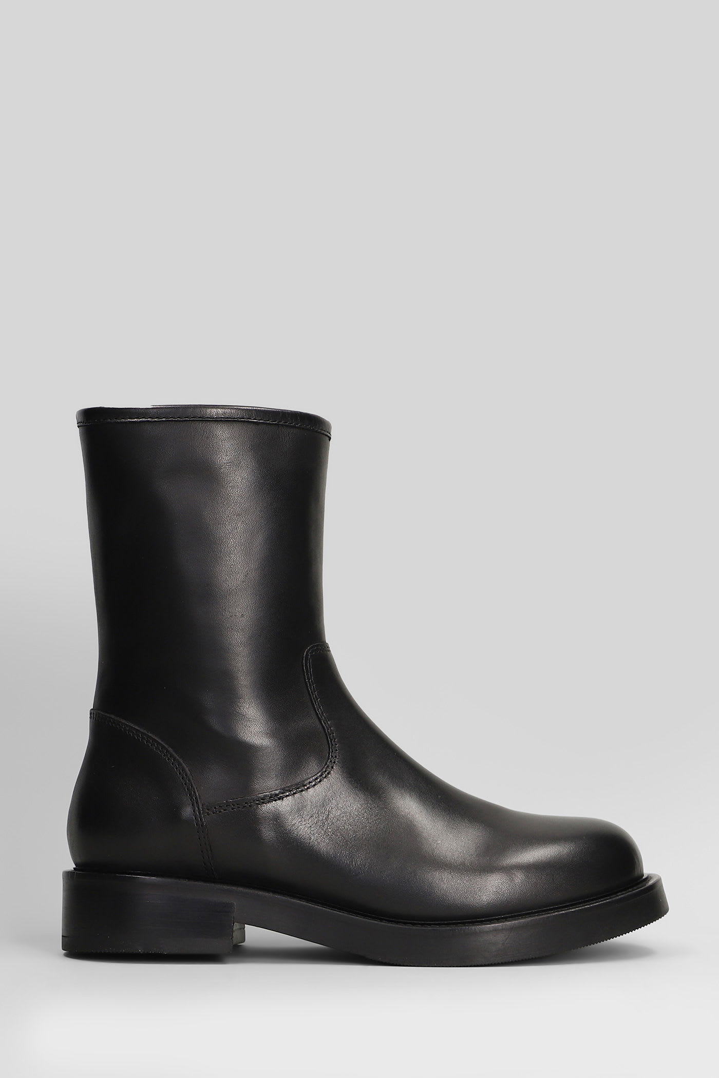 Julie Dee Low Heels Ankle Boots In Black Leather In Black