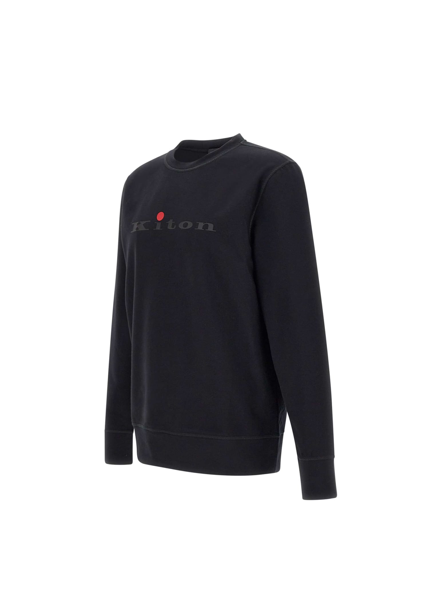 Shop Kiton Cotton Sweatshirt In Black