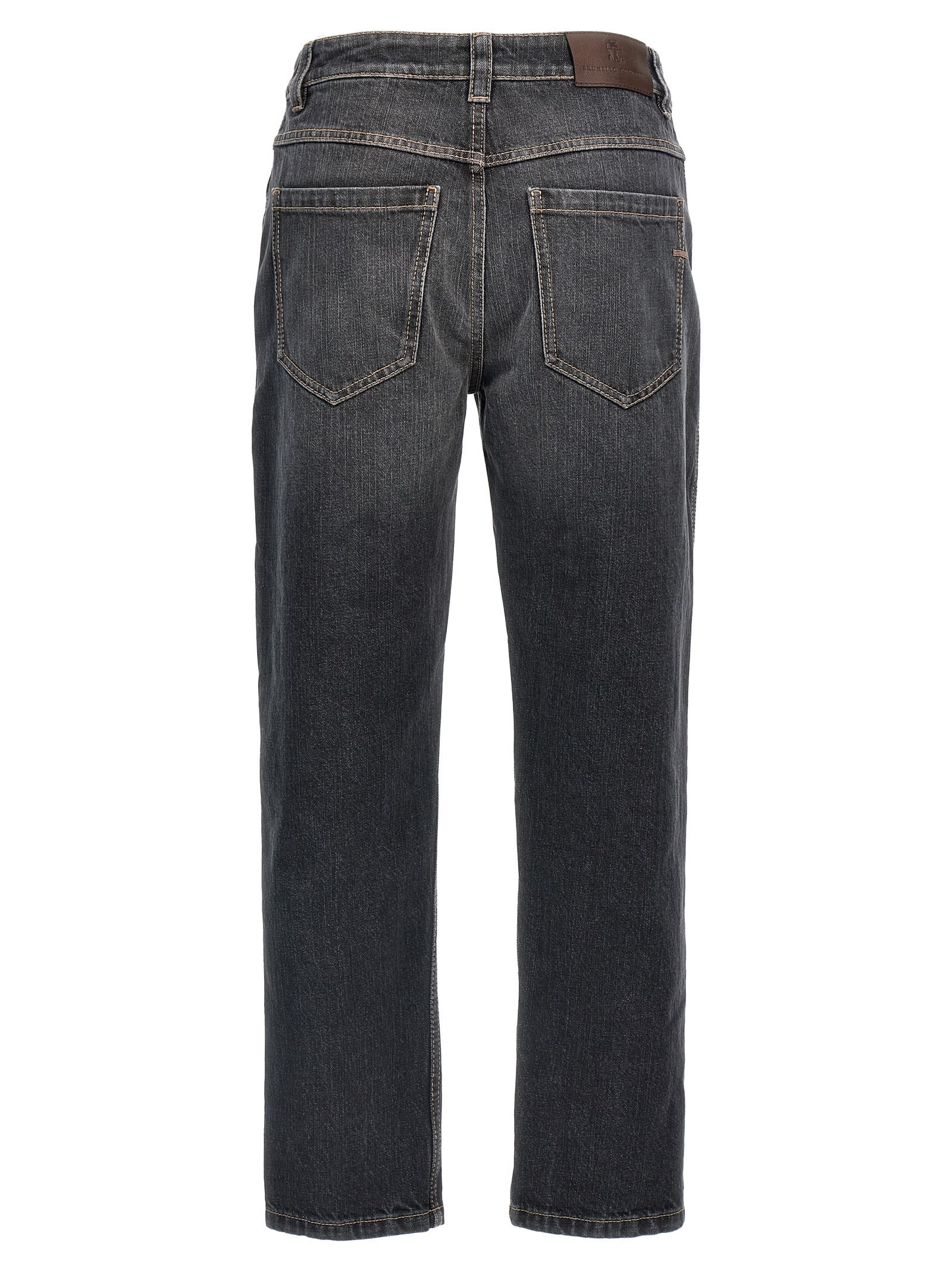 Shop Brunello Cucinelli Monile Jeans In Gray