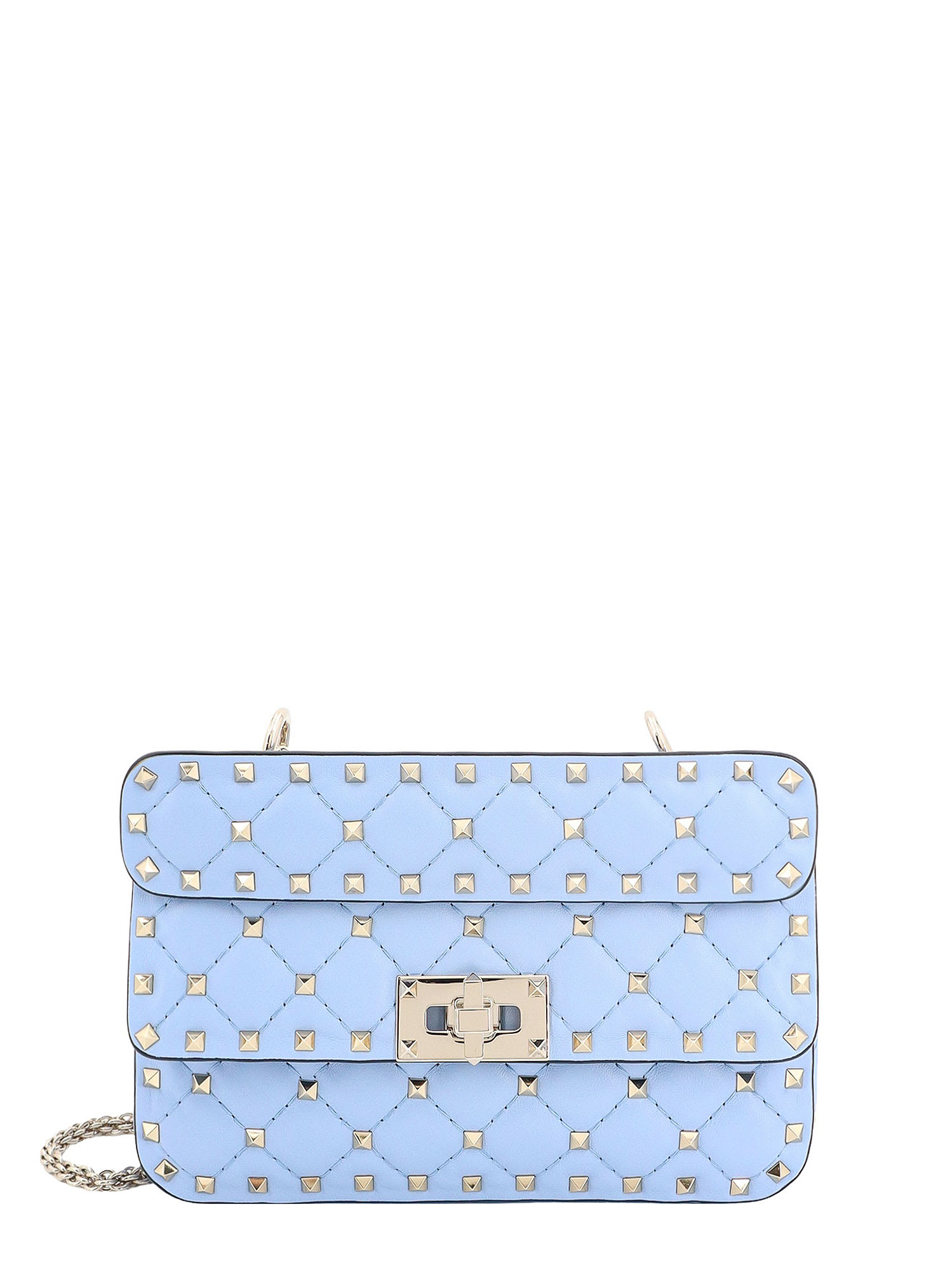 Shop Valentino Rockstud Spike Shoulder Strap In Popeline Blue