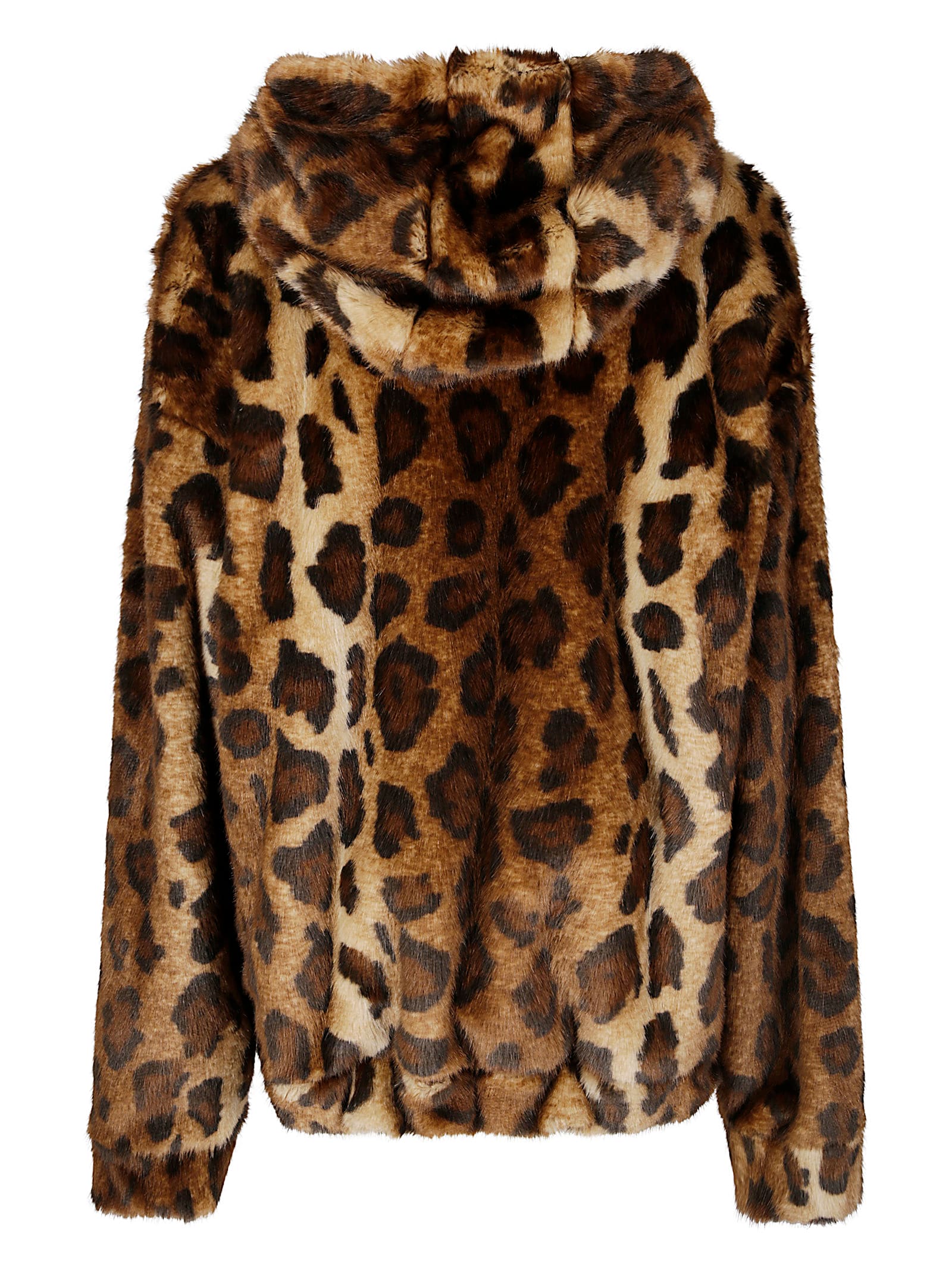 Jejia Oversized Leopard Print Synthetic Fur Hoodie In Animal Print