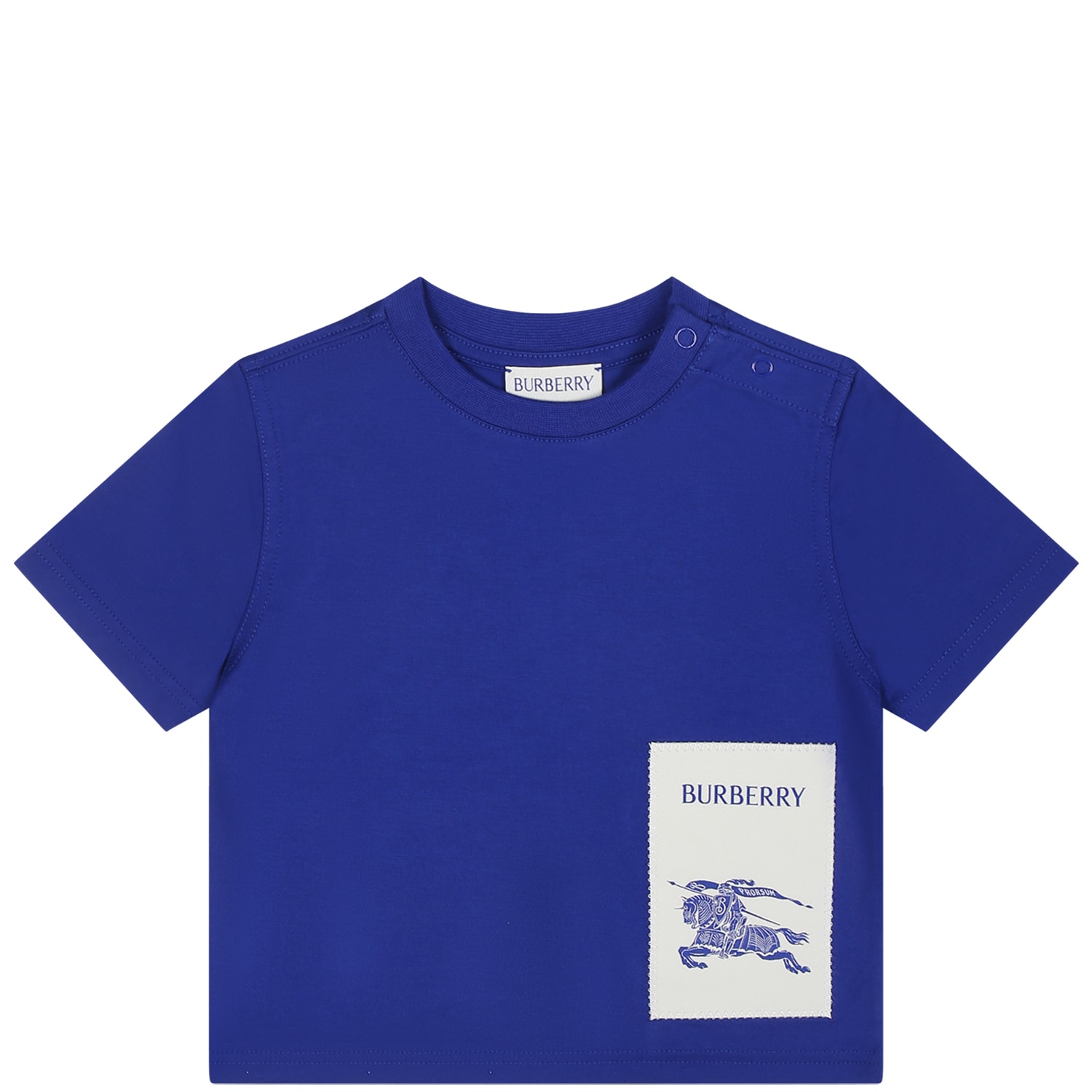 Shop Burberry Blue T-shirt For Baby Boy With Logo