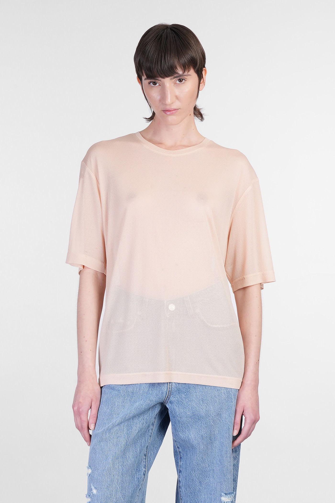 Séfr Mateo T-shirt In Beige Acrylic In Pink