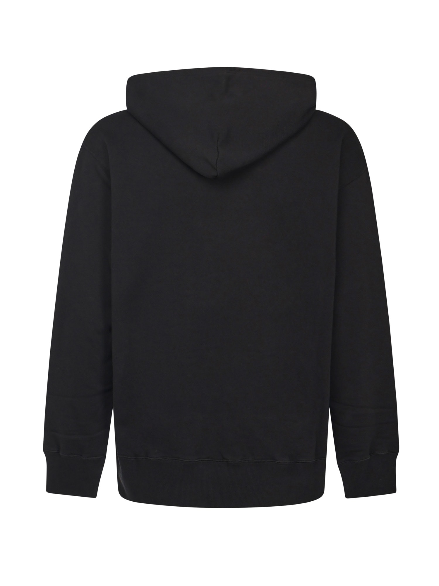 Mm6 Maison Margiela Mm6 By Maison Margiela Emblazoned Black Hoodie With Drawstring And Ribbed Finishes In Black