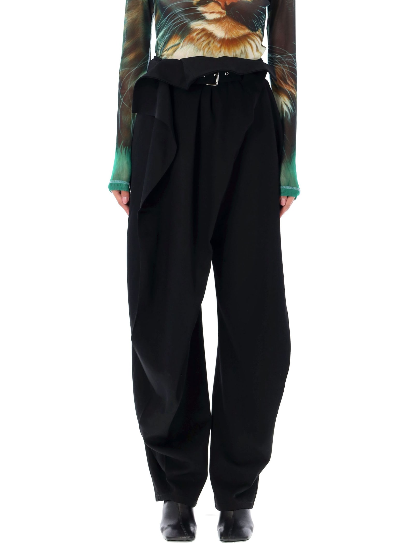 Shop Jw Anderson Fold Over Pant In Black