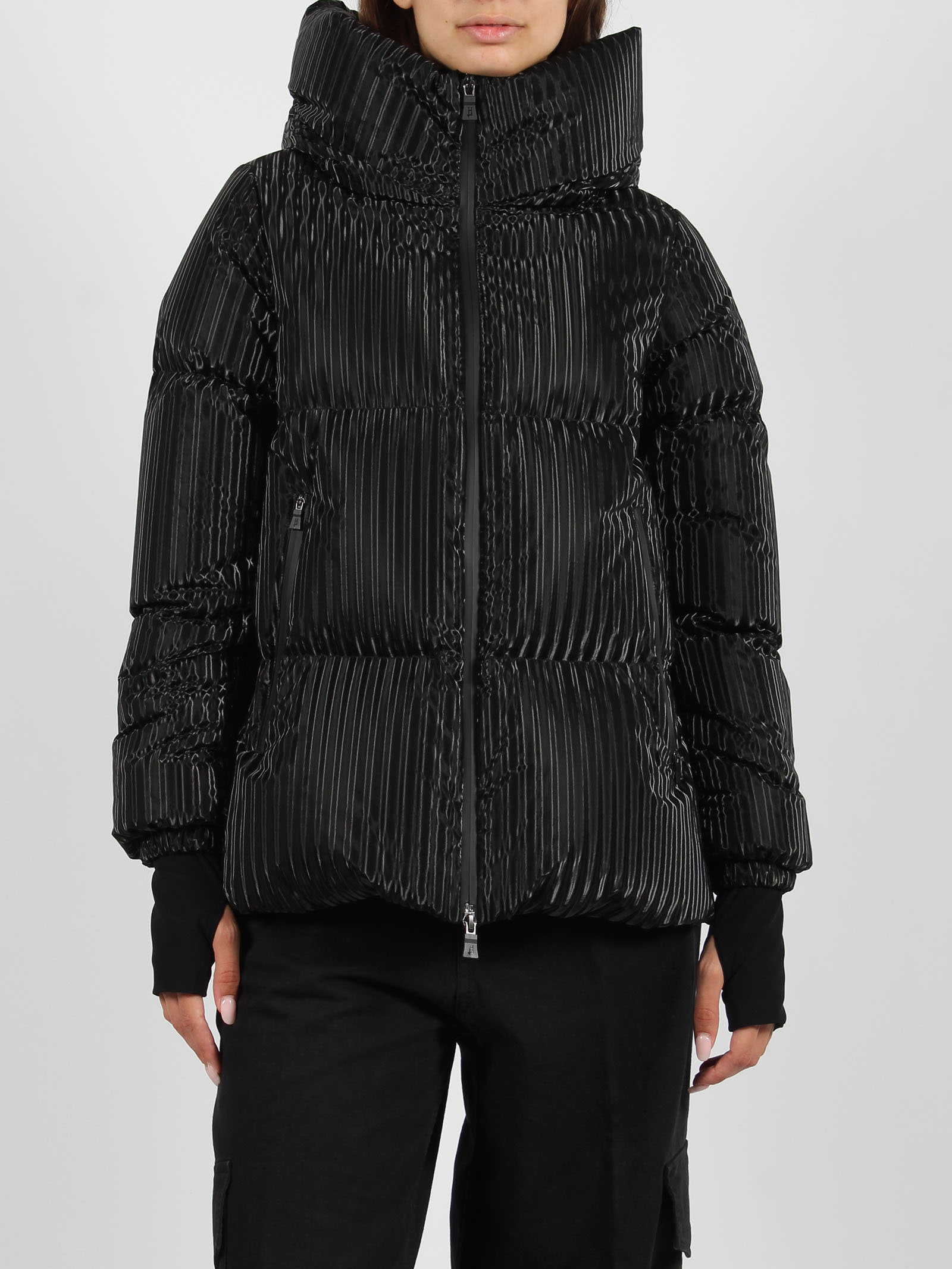 Shop Herno 3d Effect Nylon Down Jacket In Black