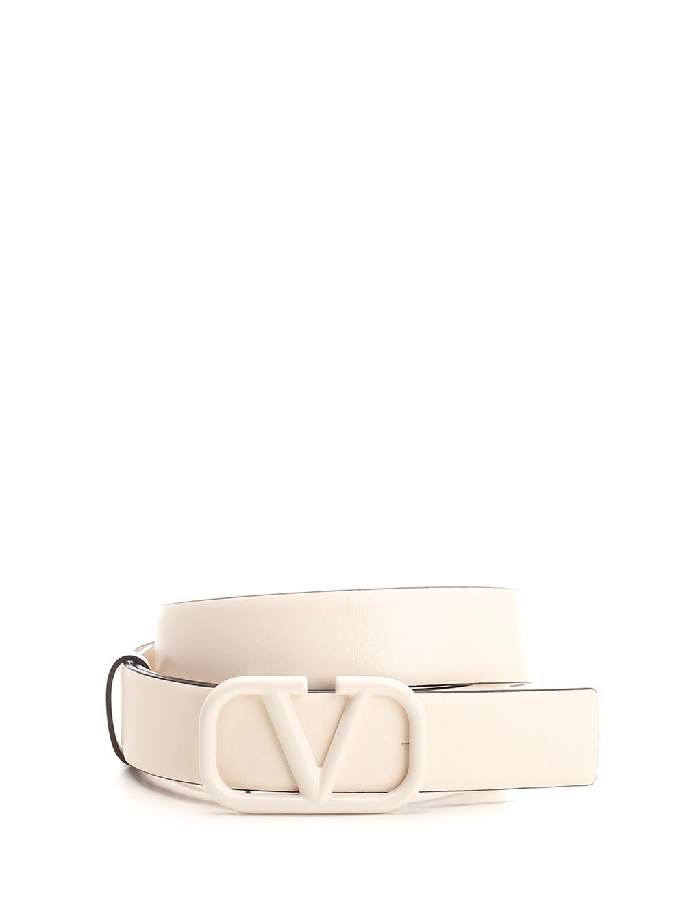 Shop Valentino V Logo Buckle Belt In White